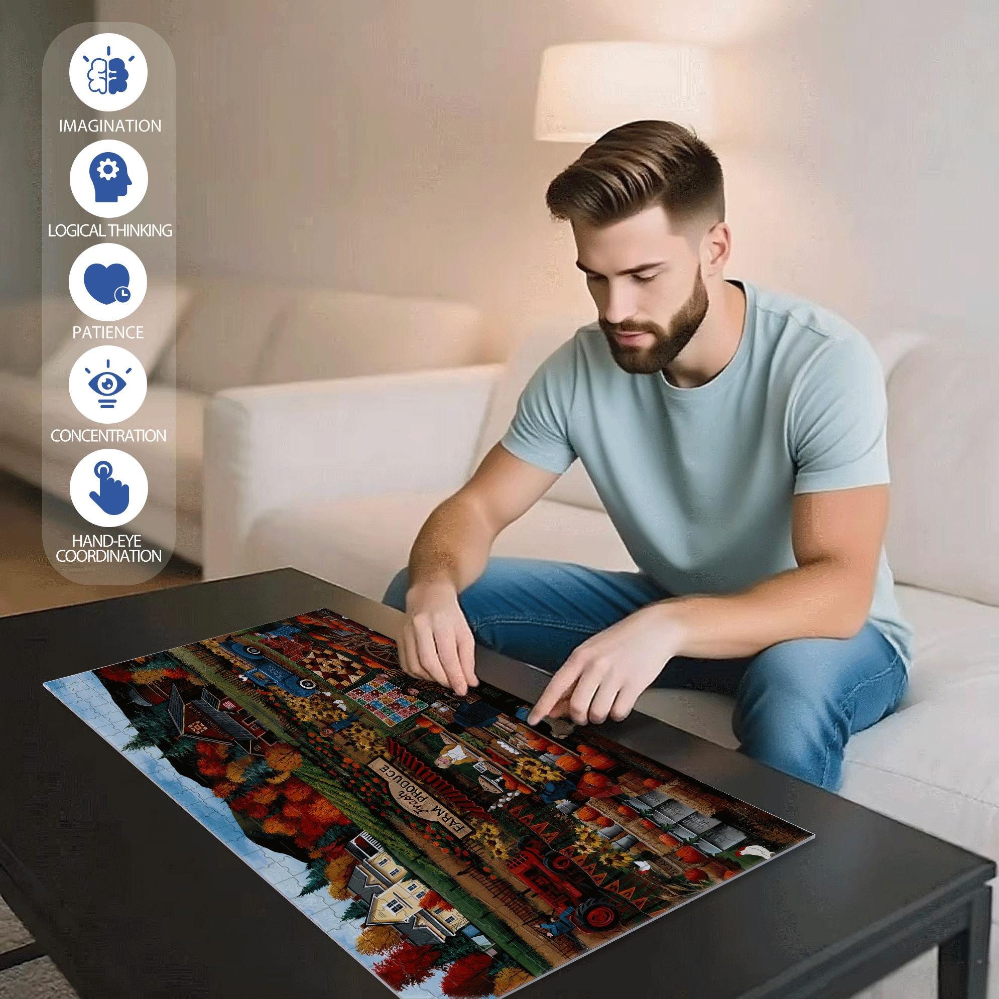 Pies 'N Pumpkins 500pcs/1000pcs Jigsaw Puzzle, Scratch-Resistant, Interactive Family Game & Brain-Boosting DIY Decor, Perfect for Halloween, Christmas & New Year Gifts, Family Puzzle Game