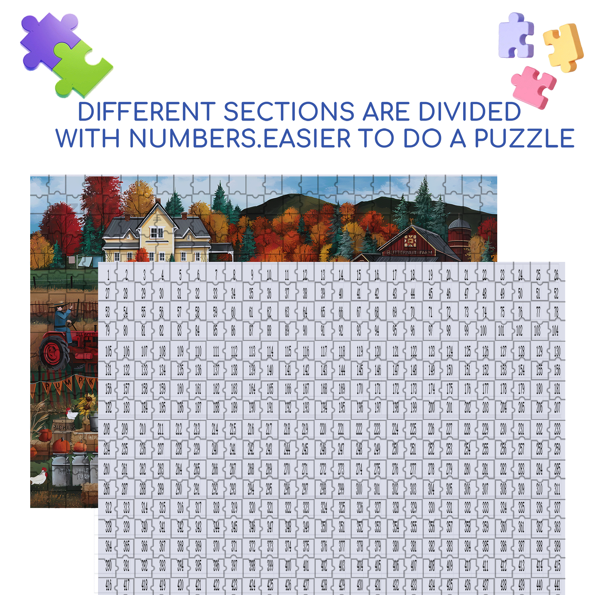 Pies 'N Pumpkins 500pcs/1000pcs Jigsaw Puzzle, Scratch-Resistant, Interactive Family Game & Brain-Boosting DIY Decor, Perfect for Halloween, Christmas & New Year Gifts, Family Puzzle Game