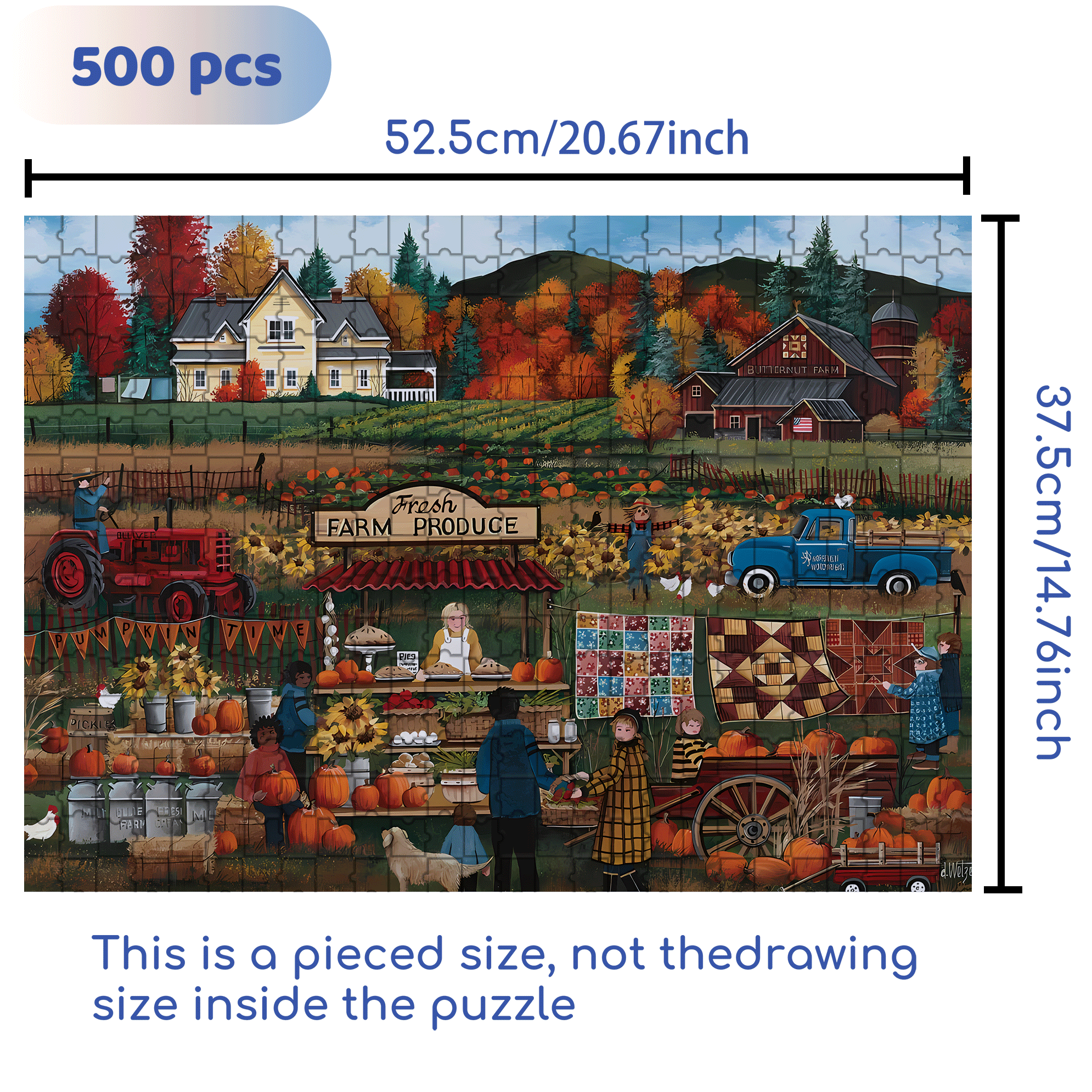 Pies 'N Pumpkins 500pcs/1000pcs Jigsaw Puzzle, Scratch-Resistant, Interactive Family Game & Brain-Boosting DIY Decor, Perfect for Halloween, Christmas & New Year Gifts, Family Puzzle Game