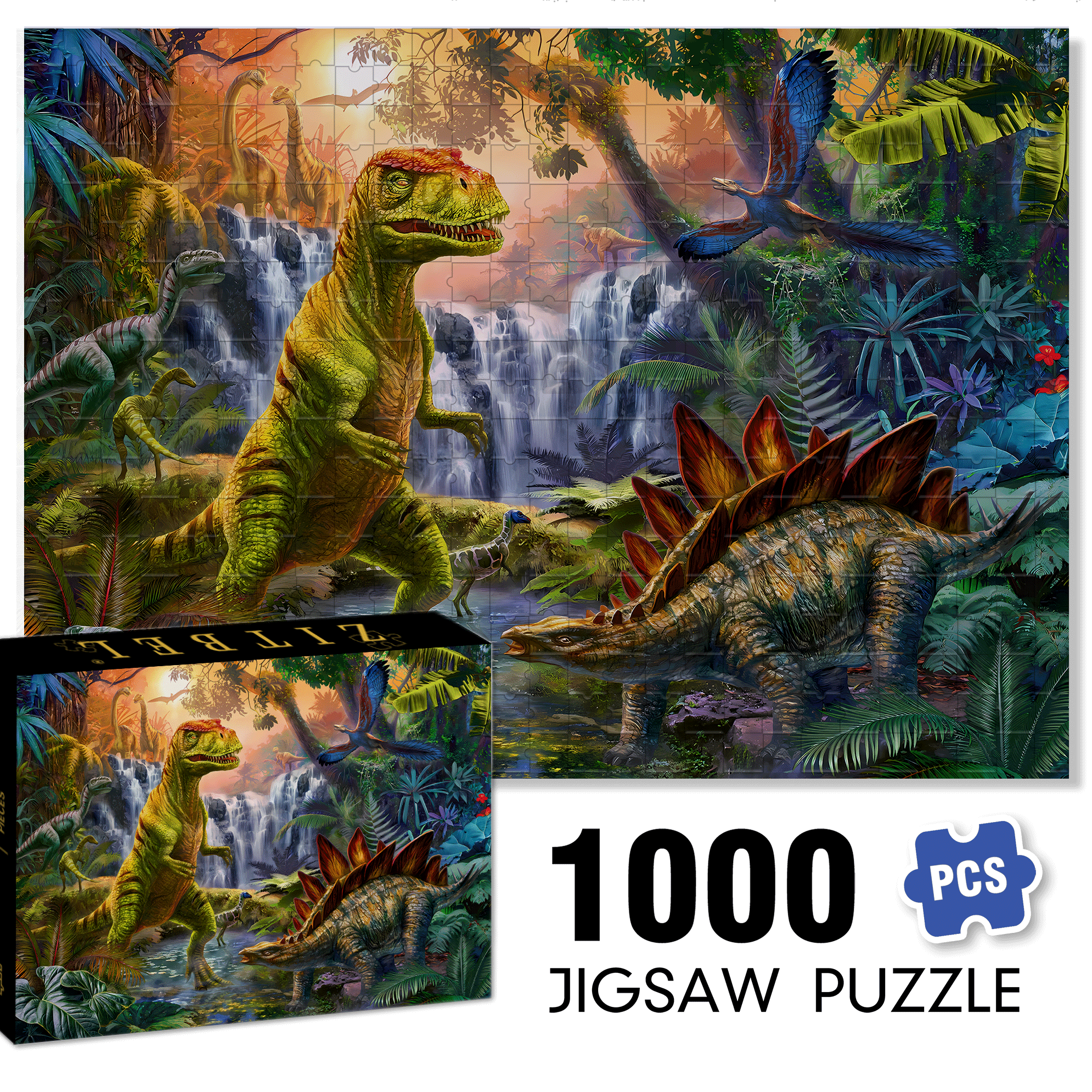 Prehistoric Oasis 500pcs/1000pcs Jigsaw Puzzle, Scratch-Resistant, Interactive Family Game & Brain-Boosting DIY Decor, Perfect for Halloween, Christmas & New Year Gifts, Family Puzzle Game