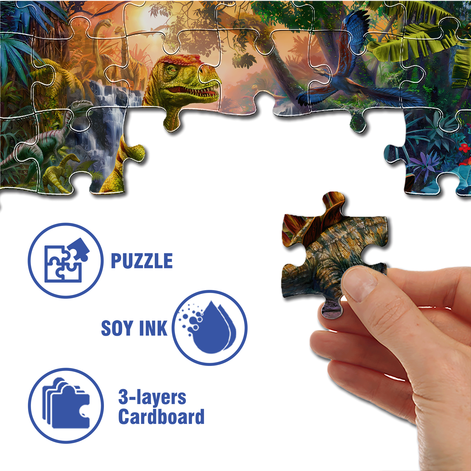 Prehistoric Oasis 500pcs/1000pcs Jigsaw Puzzle, Scratch-Resistant, Interactive Family Game & Brain-Boosting DIY Decor, Perfect for Halloween, Christmas & New Year Gifts, Family Puzzle Game