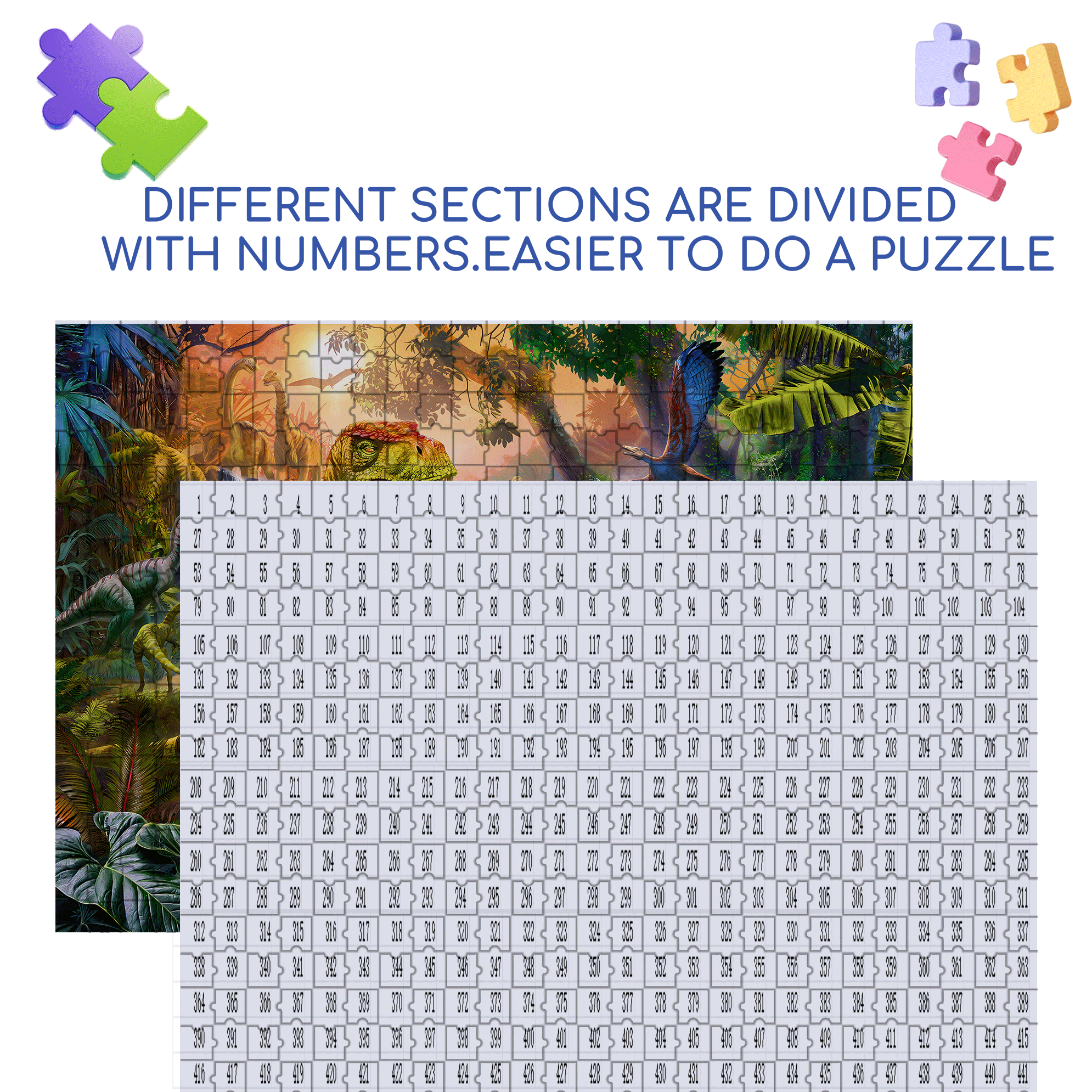 Prehistoric Oasis 500pcs/1000pcs Jigsaw Puzzle, Scratch-Resistant, Interactive Family Game & Brain-Boosting DIY Decor, Perfect for Halloween, Christmas & New Year Gifts, Family Puzzle Game