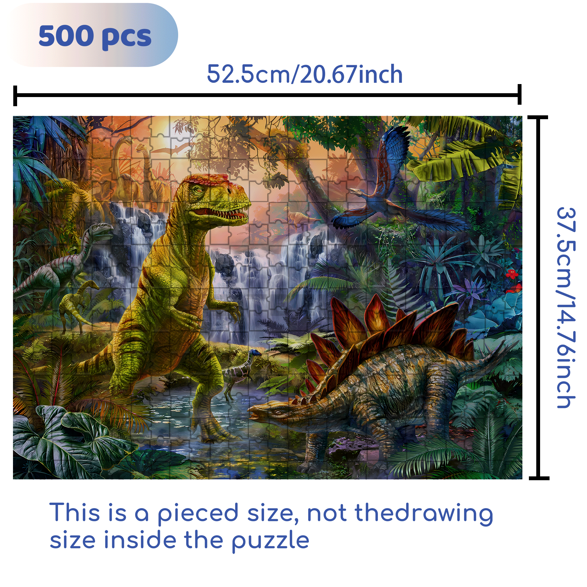 Prehistoric Oasis 500pcs/1000pcs Jigsaw Puzzle, Scratch-Resistant, Interactive Family Game & Brain-Boosting DIY Decor, Perfect for Halloween, Christmas & New Year Gifts, Family Puzzle Game