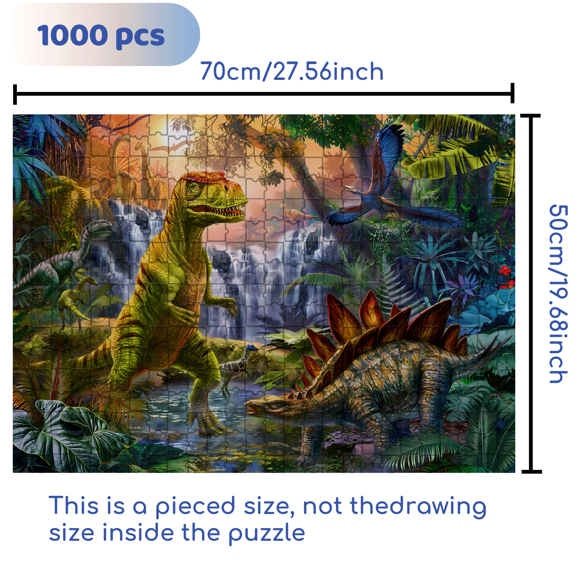 Prehistoric Oasis 500pcs/1000pcs Jigsaw Puzzle, Scratch-Resistant, Interactive Family Game & Brain-Boosting DIY Decor, Perfect for Halloween, Christmas & New Year Gifts, Family Puzzle Game