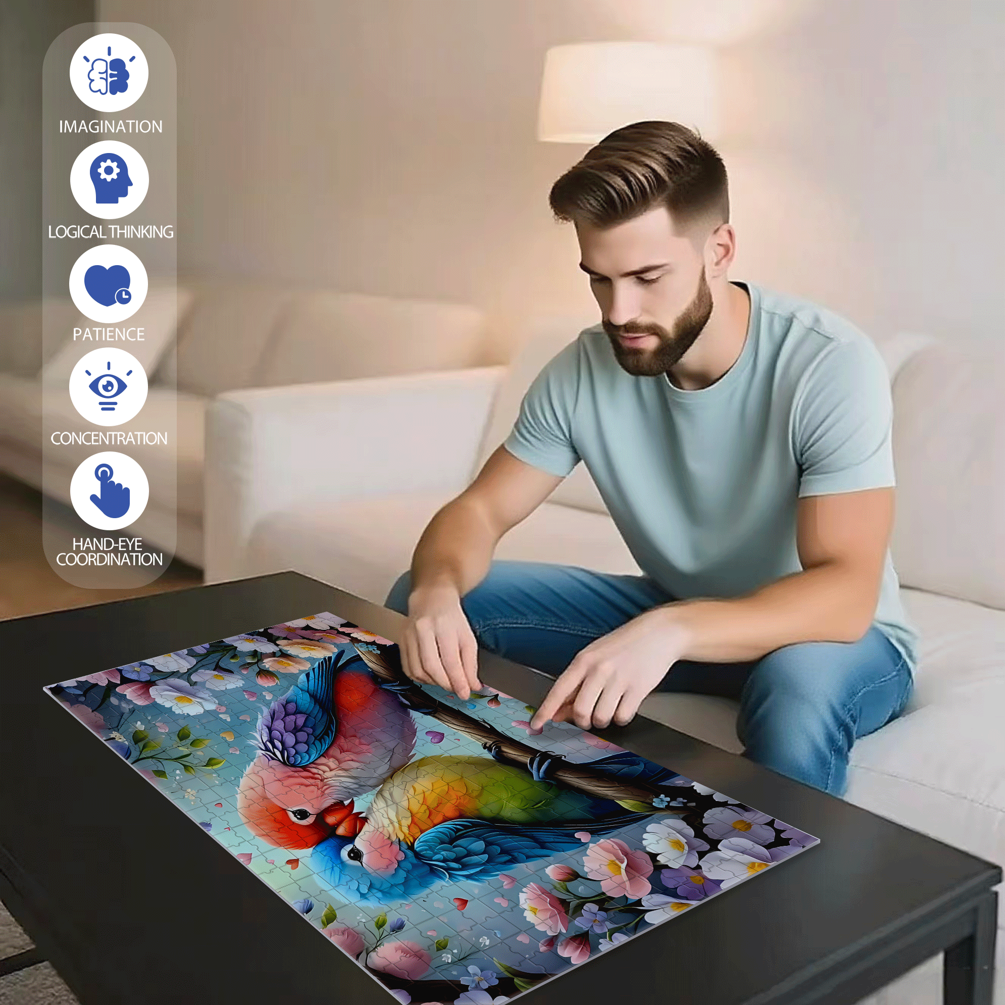 Pure Love 500pcs/1000pcs Jigsaw Puzzle, Scratch-Resistant, Interactive Family Game & Brain-Boosting DIY Decor, Perfect for Halloween, Christmas & New Year Gifts, Family Puzzle Game