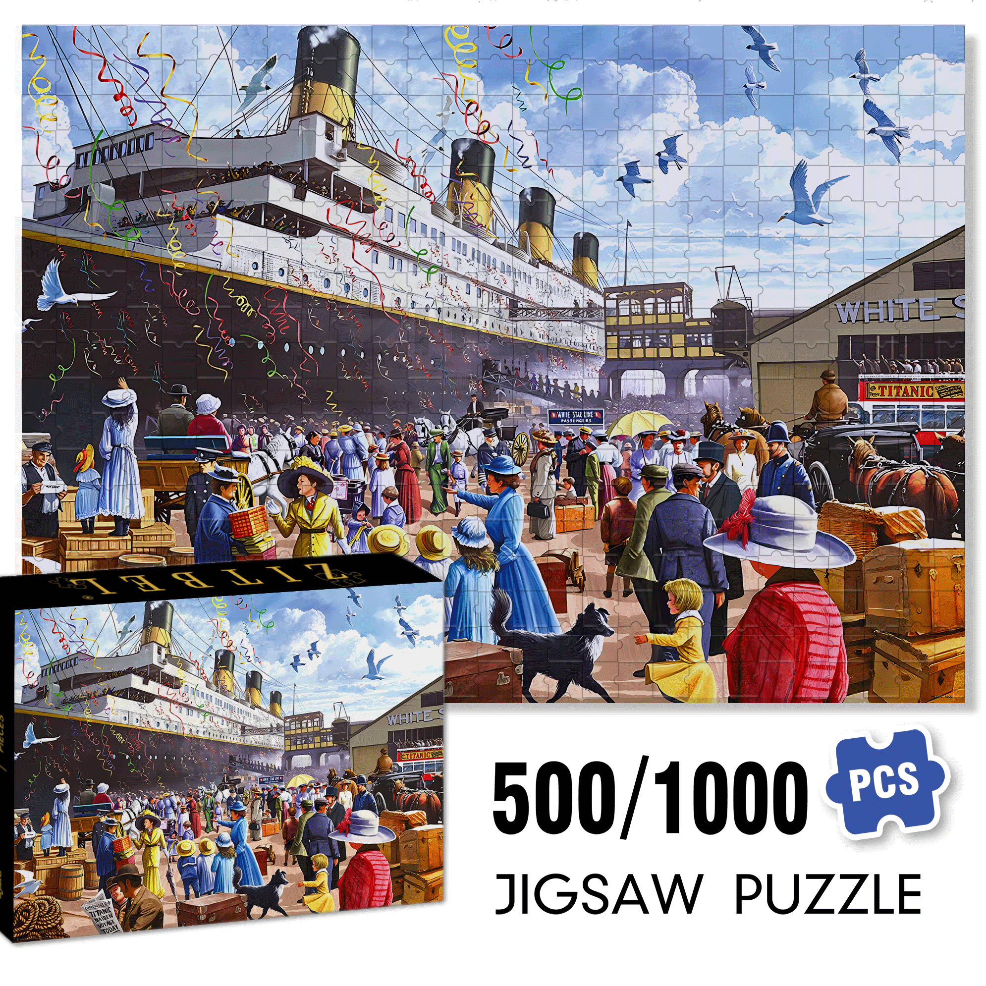 R.M.S. Titanic 500pcs/1000pcs Jigsaw Puzzle, Scratch-Resistant, Interactive Family Game & Brain-Boosting DIY Decor, Perfect for Halloween, Christmas & New Year Gifts, Family Puzzle Game