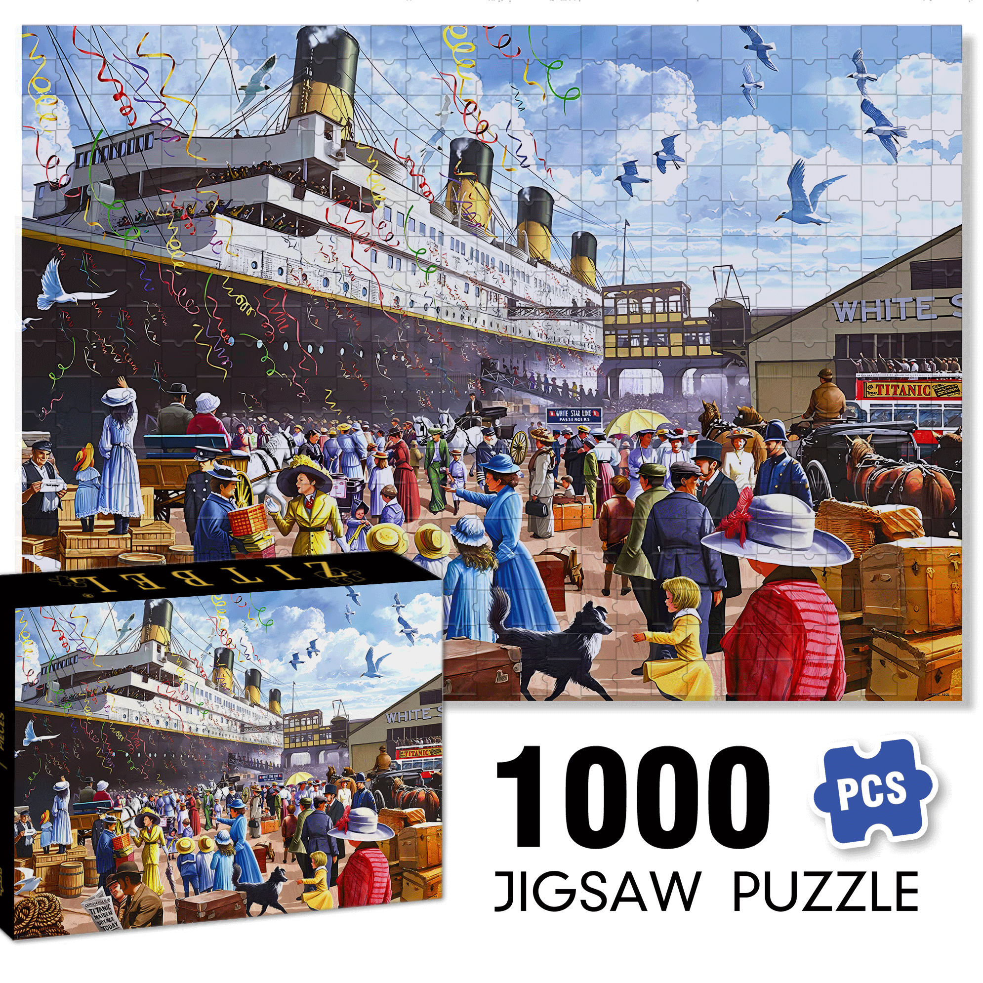 R.M.S. Titanic 500pcs/1000pcs Jigsaw Puzzle, Scratch-Resistant, Interactive Family Game & Brain-Boosting DIY Decor, Perfect for Halloween, Christmas & New Year Gifts, Family Puzzle Game