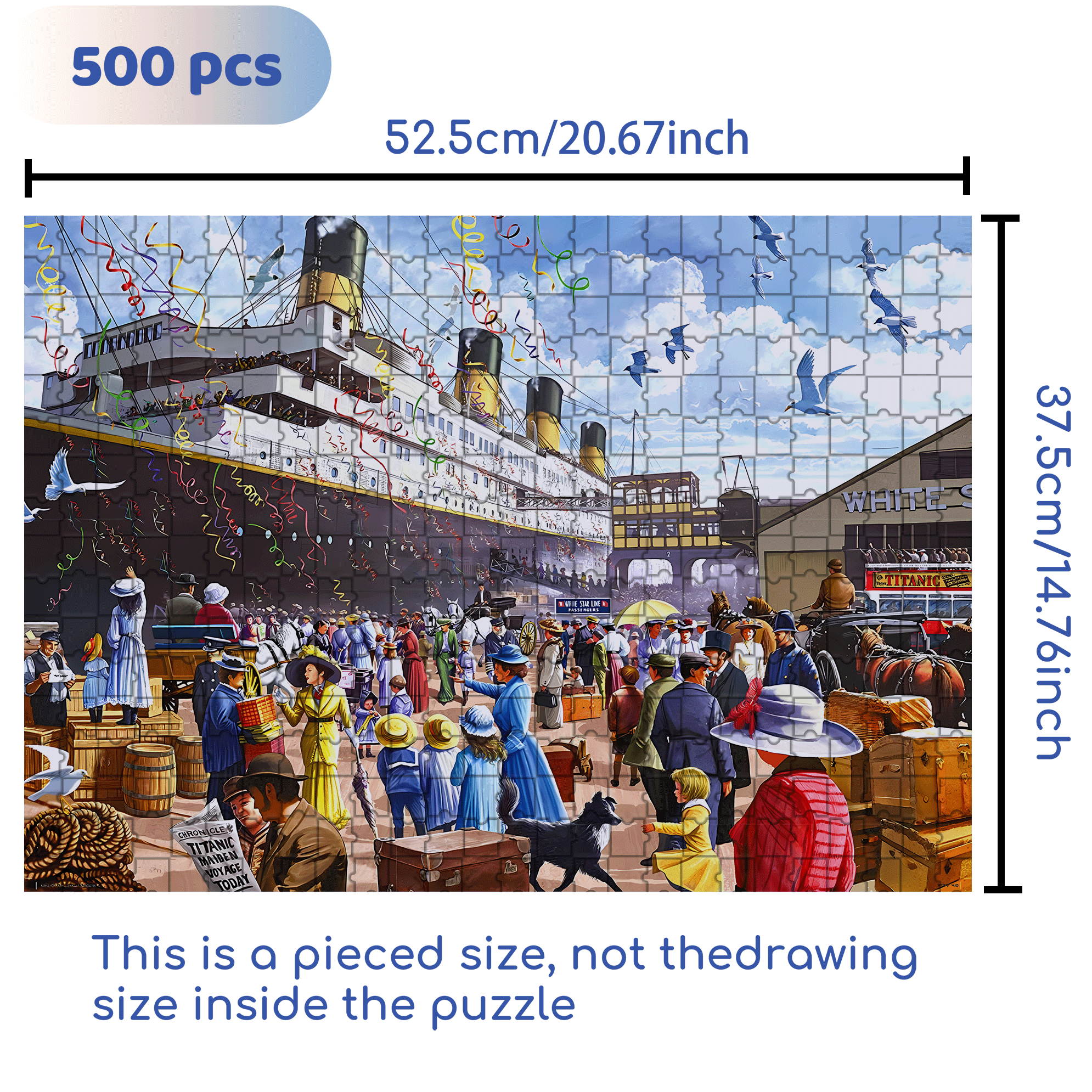 R.M.S. Titanic 500pcs/1000pcs Jigsaw Puzzle, Scratch-Resistant, Interactive Family Game & Brain-Boosting DIY Decor, Perfect for Halloween, Christmas & New Year Gifts, Family Puzzle Game