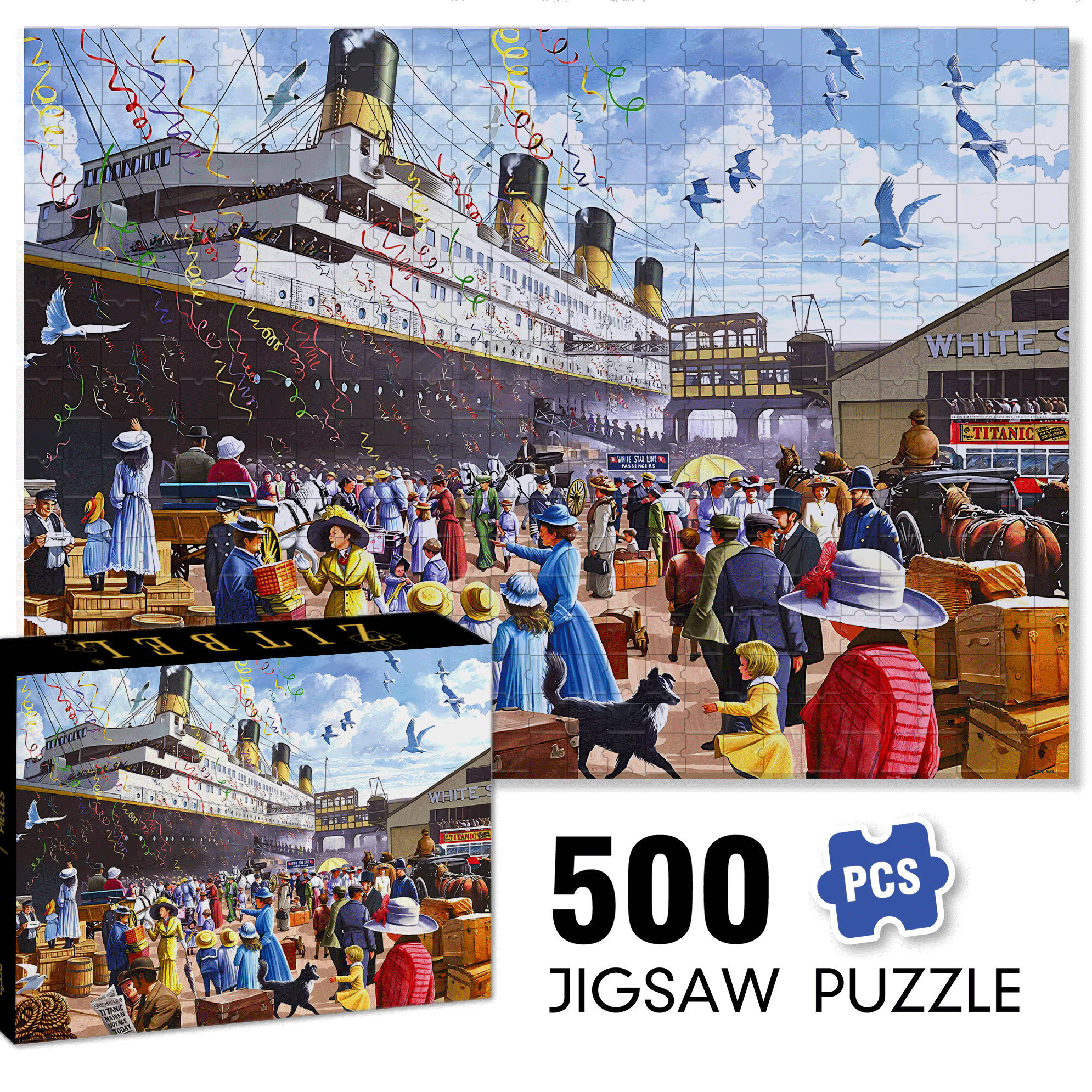 R.M.S. Titanic 500pcs/1000pcs Jigsaw Puzzle, Scratch-Resistant, Interactive Family Game & Brain-Boosting DIY Decor, Perfect for Halloween, Christmas & New Year Gifts, Family Puzzle Game