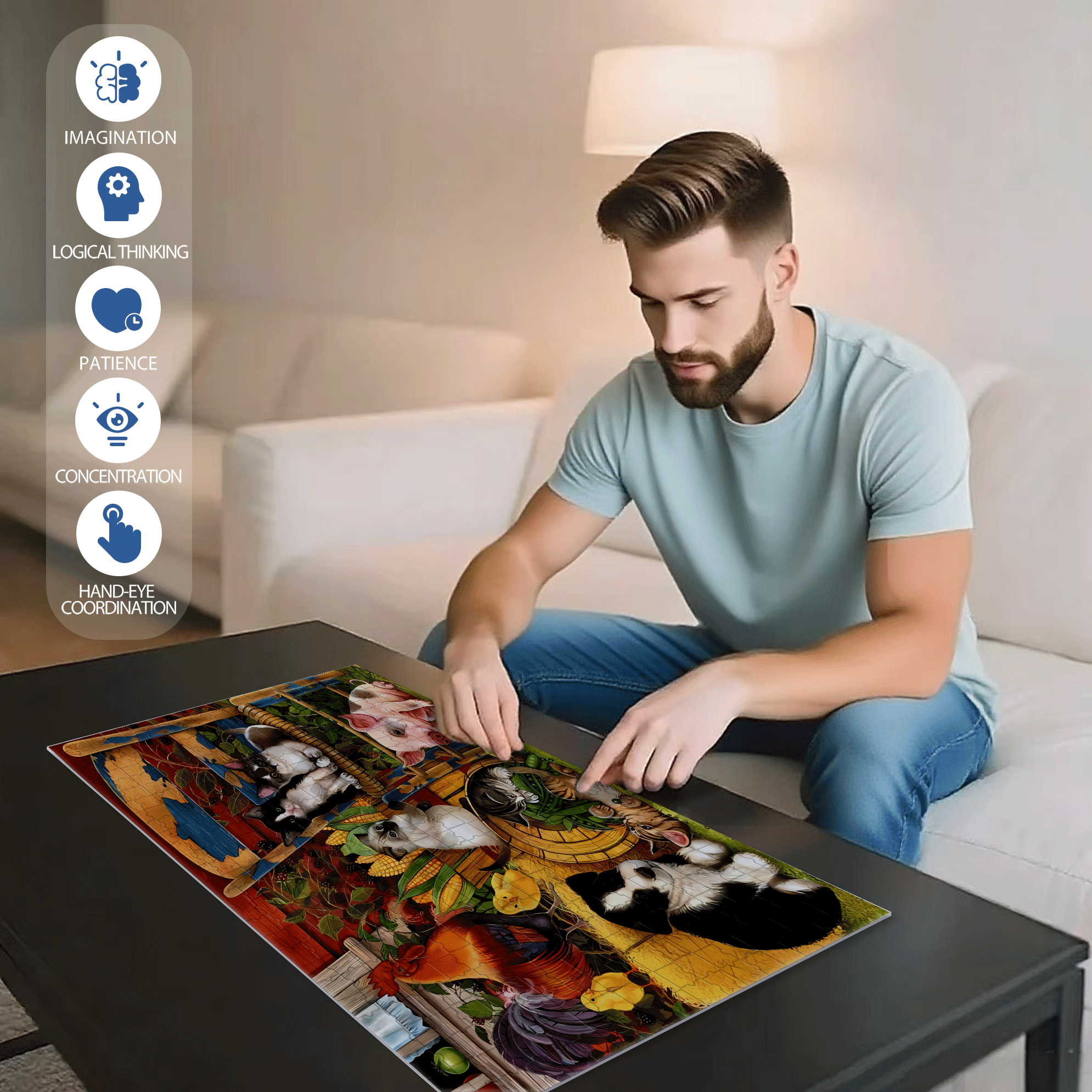 Spring 500pcs/1000pcs Jigsaw Puzzle, Scratch-Resistant, Interactive Family Game & Brain-Boosting DIY Decor, Perfect for Halloween, Christmas & New Year Gifts, Family Puzzle Game