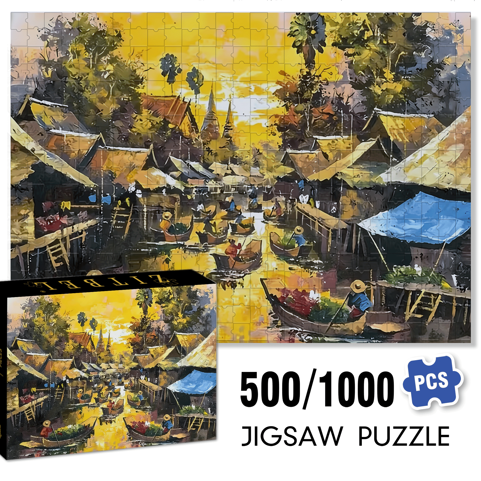 Spruce Forest River 500pcs/1000pcs Jigsaw Puzzle, Scratch-Resistant, Interactive Family Game & Brain-Boosting DIY Decor, Perfect for Halloween, Christmas & New Year Gifts, Family Puzzle Game