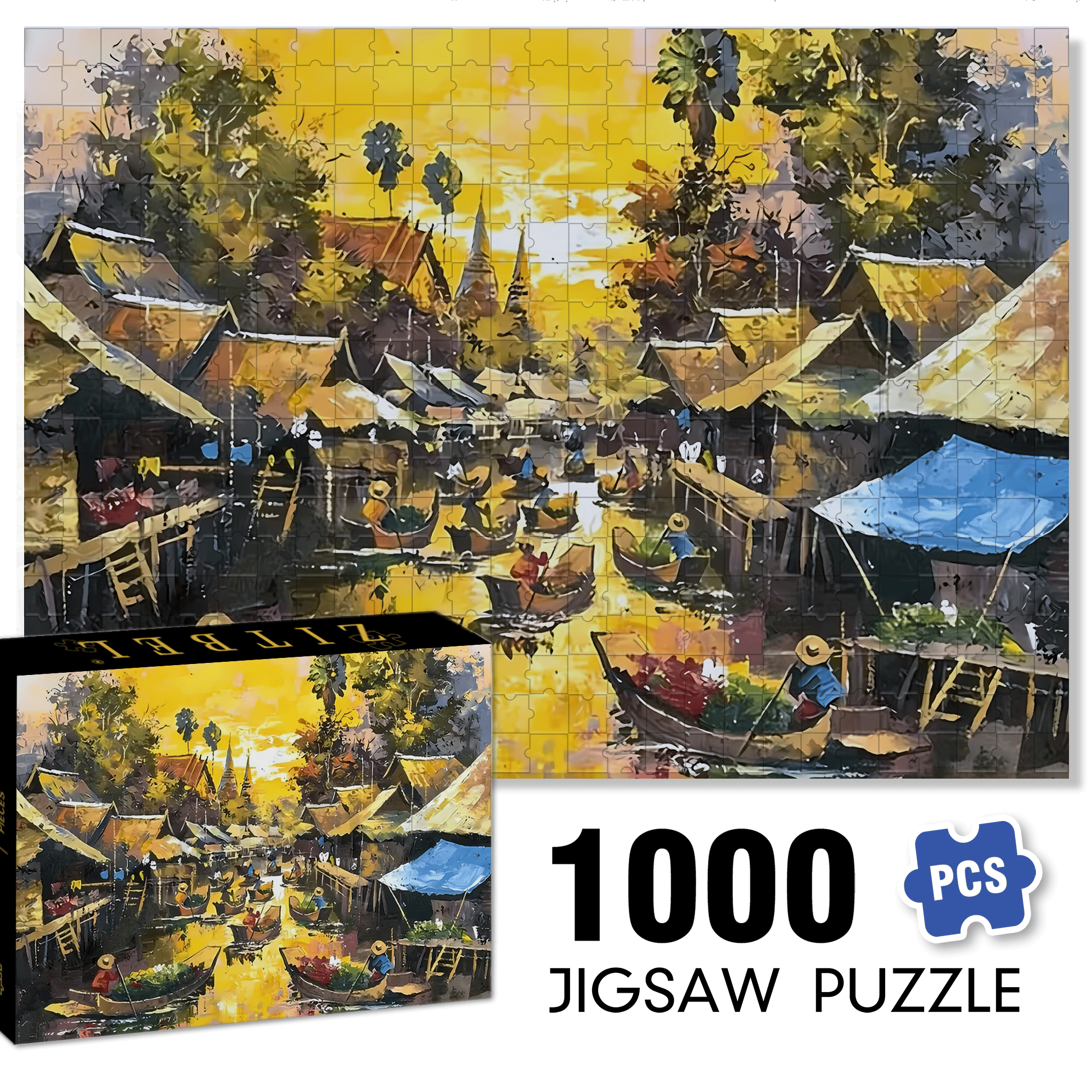 Spruce Forest River 500pcs/1000pcs Jigsaw Puzzle, Scratch-Resistant, Interactive Family Game & Brain-Boosting DIY Decor, Perfect for Halloween, Christmas & New Year Gifts, Family Puzzle Game