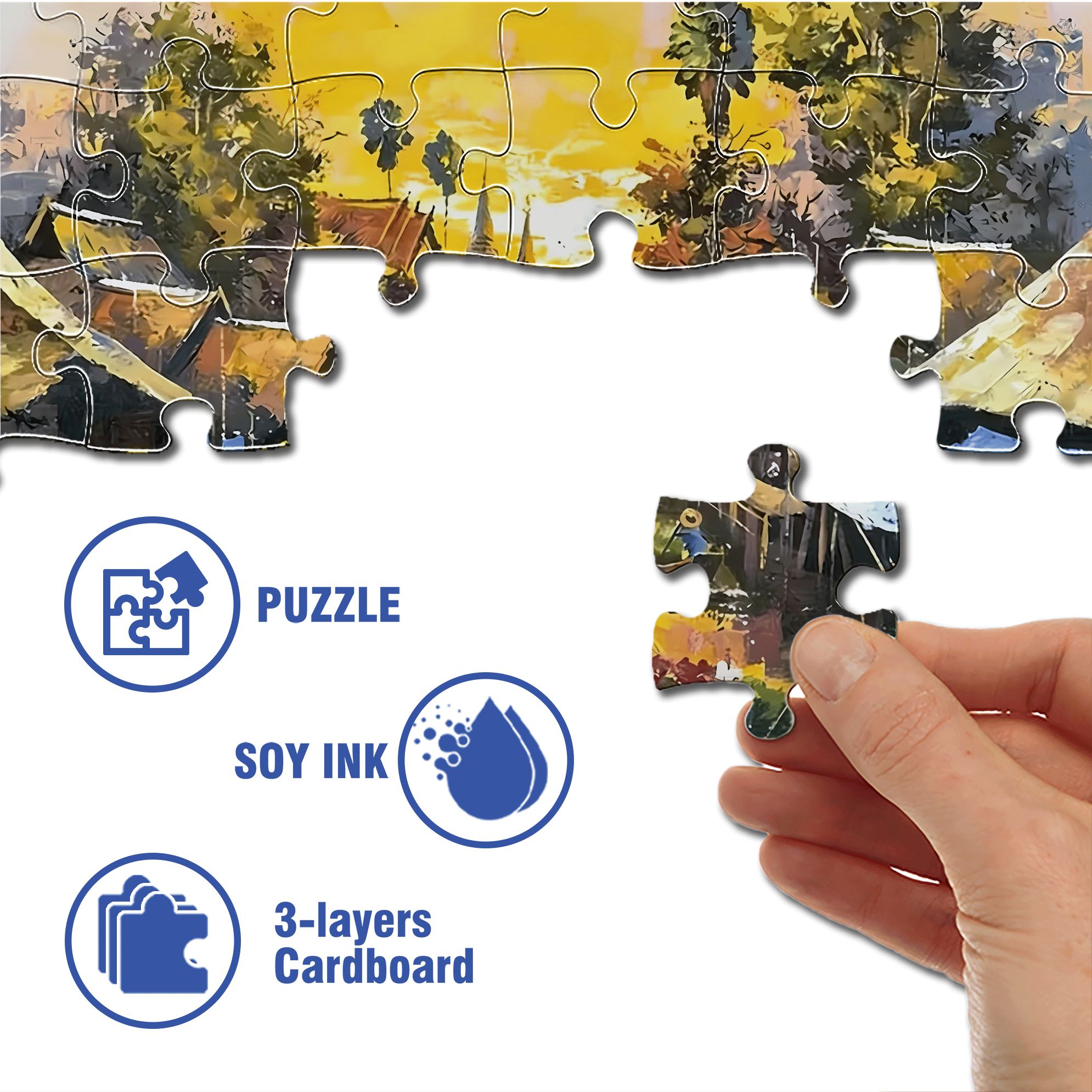 Spruce Forest River 500pcs/1000pcs Jigsaw Puzzle, Scratch-Resistant, Interactive Family Game & Brain-Boosting DIY Decor, Perfect for Halloween, Christmas & New Year Gifts, Family Puzzle Game