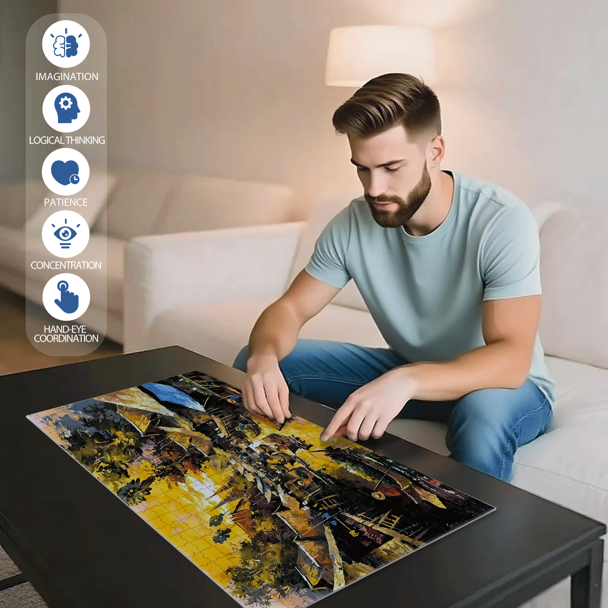 Spruce Forest River 500pcs/1000pcs Jigsaw Puzzle, Scratch-Resistant, Interactive Family Game & Brain-Boosting DIY Decor, Perfect for Halloween, Christmas & New Year Gifts, Family Puzzle Game