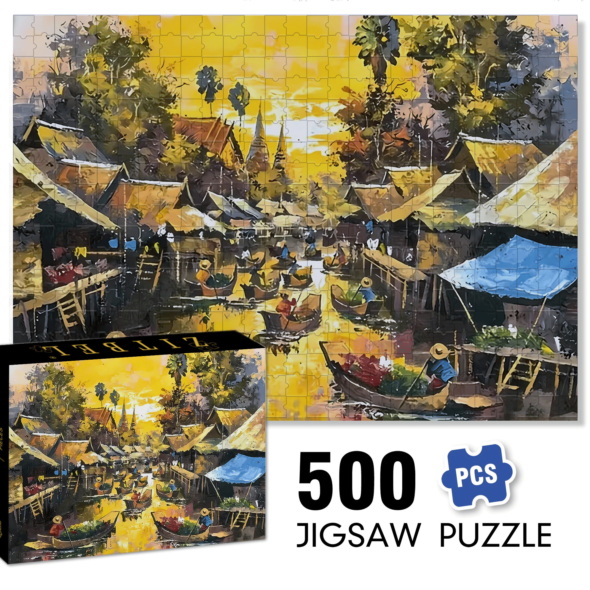Spruce Forest River 500pcs/1000pcs Jigsaw Puzzle, Scratch-Resistant, Interactive Family Game & Brain-Boosting DIY Decor, Perfect for Halloween, Christmas & New Year Gifts, Family Puzzle Game