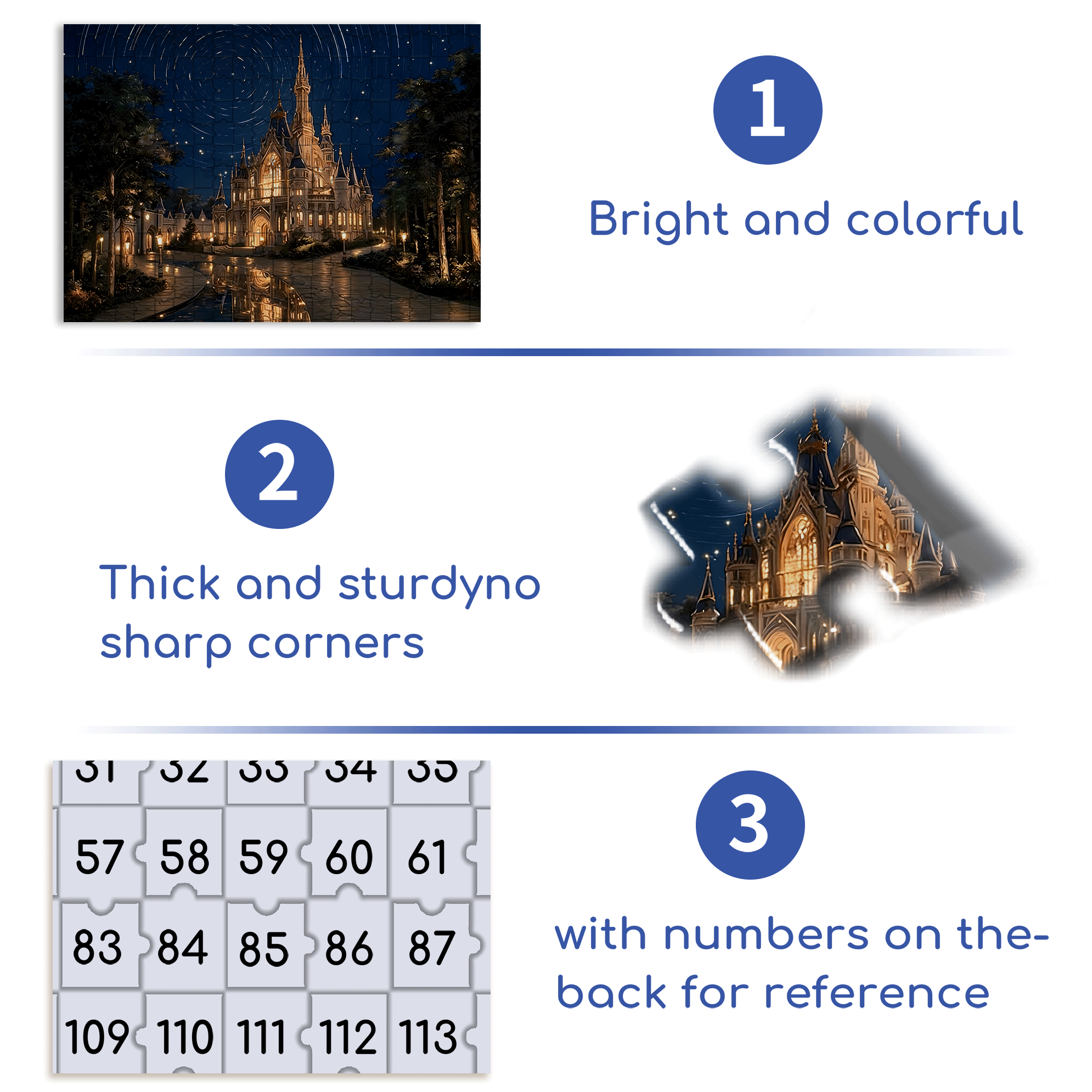 Starry Night Castle 500pcs/1000pcs Jigsaw Puzzle, Scratch-Resistant, Interactive Family Game & Brain-Boosting DIY Decor, Perfect for Halloween, Christmas & New Year Gifts, Family Puzzle Game