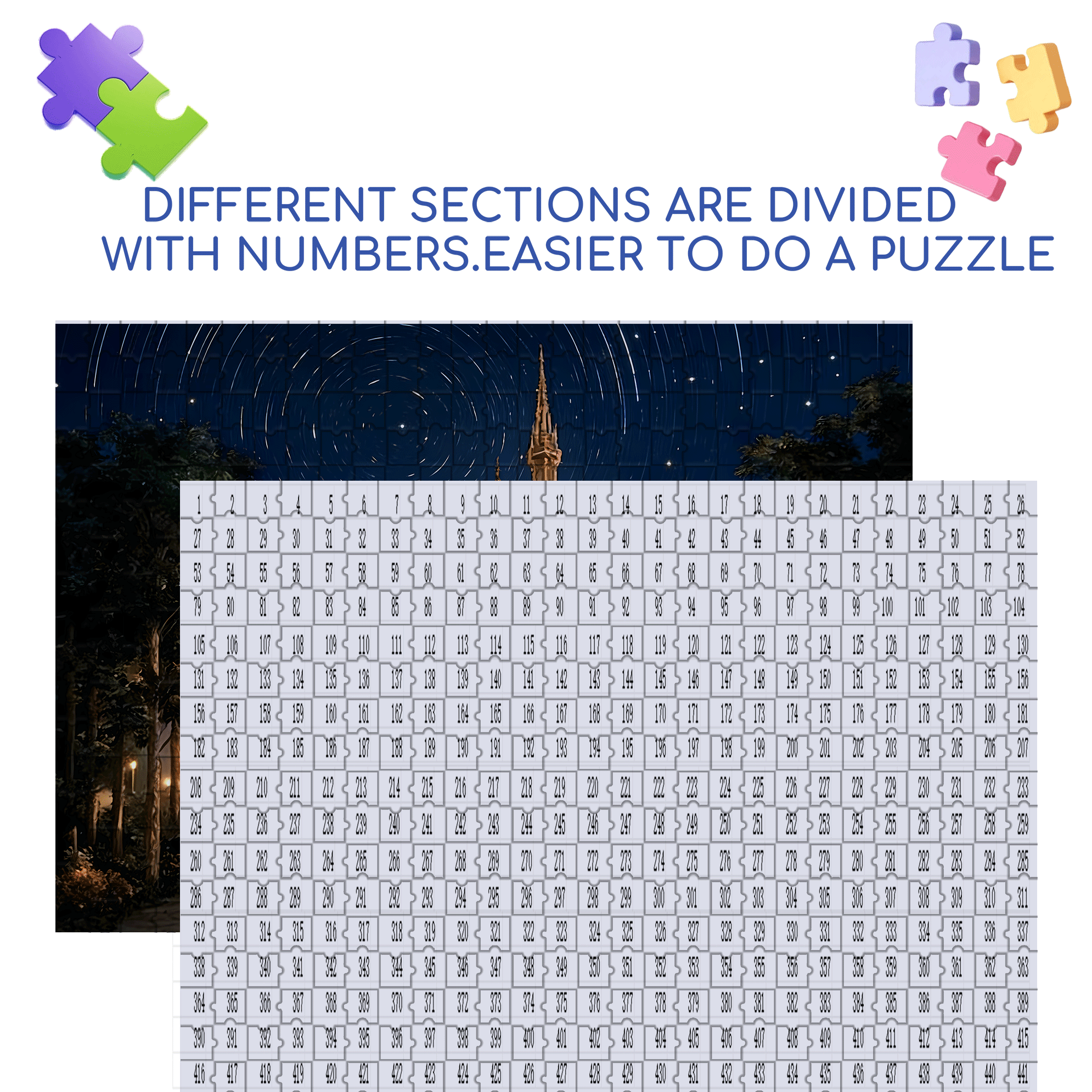 Starry Night Castle 500pcs/1000pcs Jigsaw Puzzle, Scratch-Resistant, Interactive Family Game & Brain-Boosting DIY Decor, Perfect for Halloween, Christmas & New Year Gifts, Family Puzzle Game