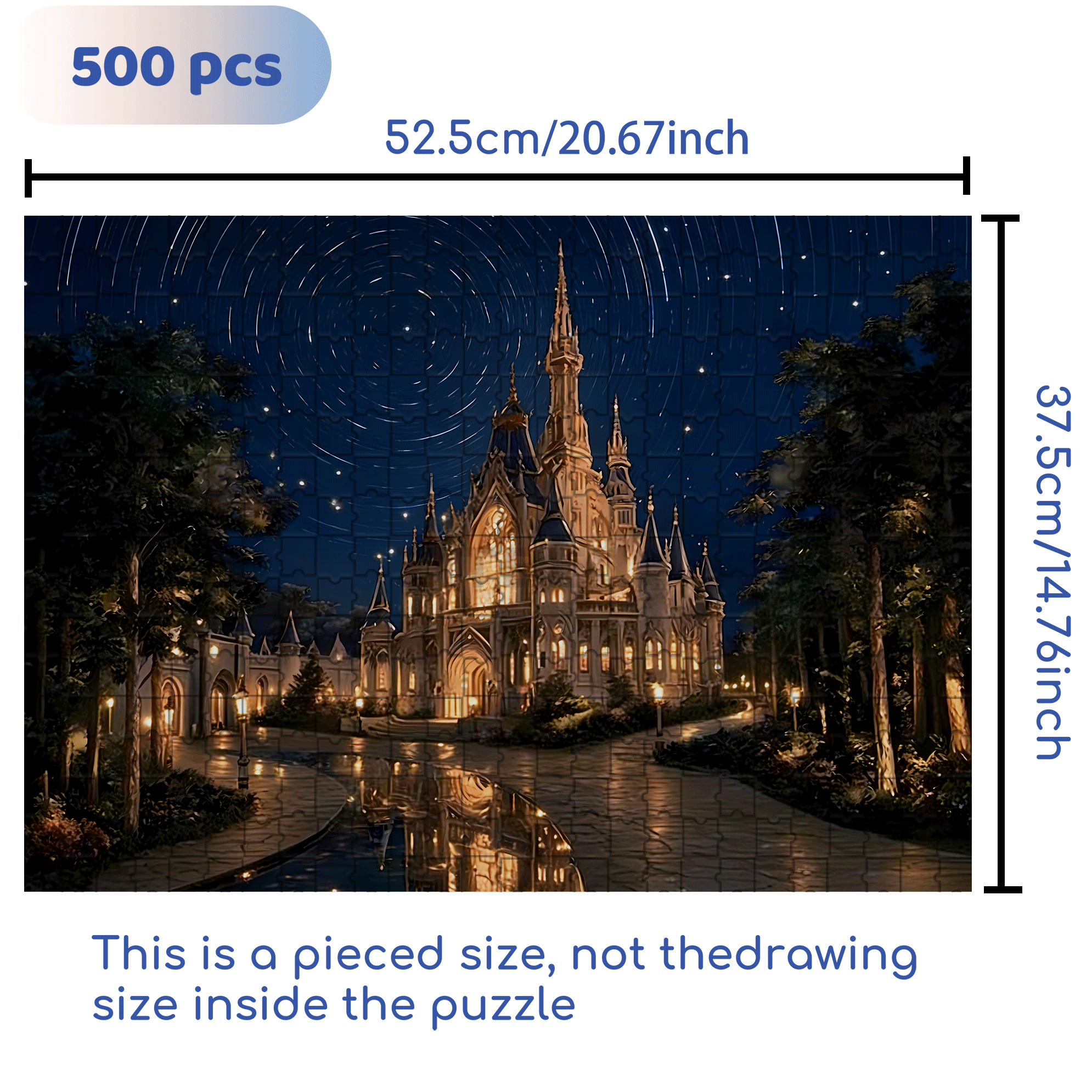 Starry Night Castle 500pcs/1000pcs Jigsaw Puzzle, Scratch-Resistant, Interactive Family Game & Brain-Boosting DIY Decor, Perfect for Halloween, Christmas & New Year Gifts, Family Puzzle Game