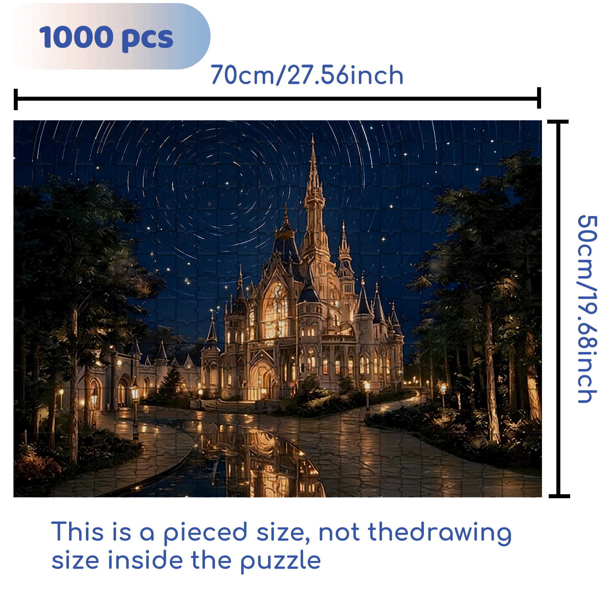 Starry Night Castle 500pcs/1000pcs Jigsaw Puzzle, Scratch-Resistant, Interactive Family Game & Brain-Boosting DIY Decor, Perfect for Halloween, Christmas & New Year Gifts, Family Puzzle Game