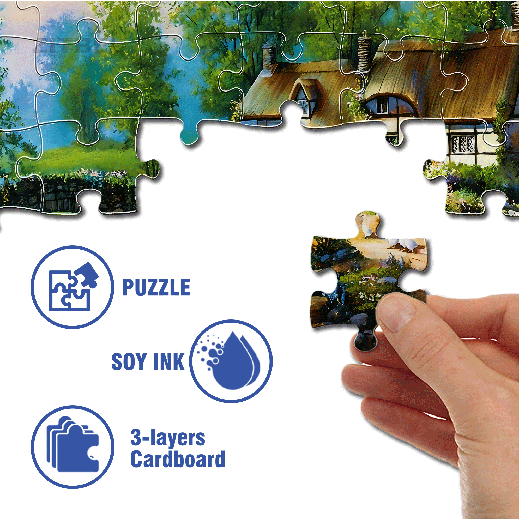 Stone Bridge & Floral Garden 500pcs/1000pcs Jigsaw Puzzle, Scratch-Resistant, Interactive Family Game & Brain-Boosting DIY Decor, Perfect for Halloween, Christmas & New Year Gifts, Family Puzzle Game