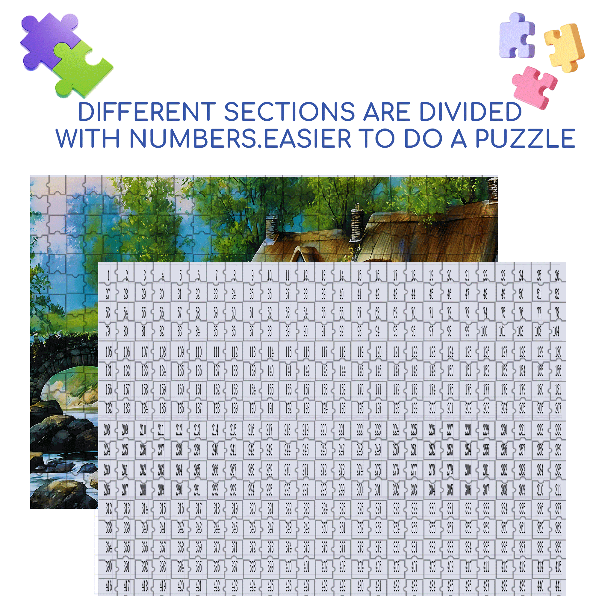 Stone Bridge & Floral Garden 500pcs/1000pcs Jigsaw Puzzle, Scratch-Resistant, Interactive Family Game & Brain-Boosting DIY Decor, Perfect for Halloween, Christmas & New Year Gifts, Family Puzzle Game