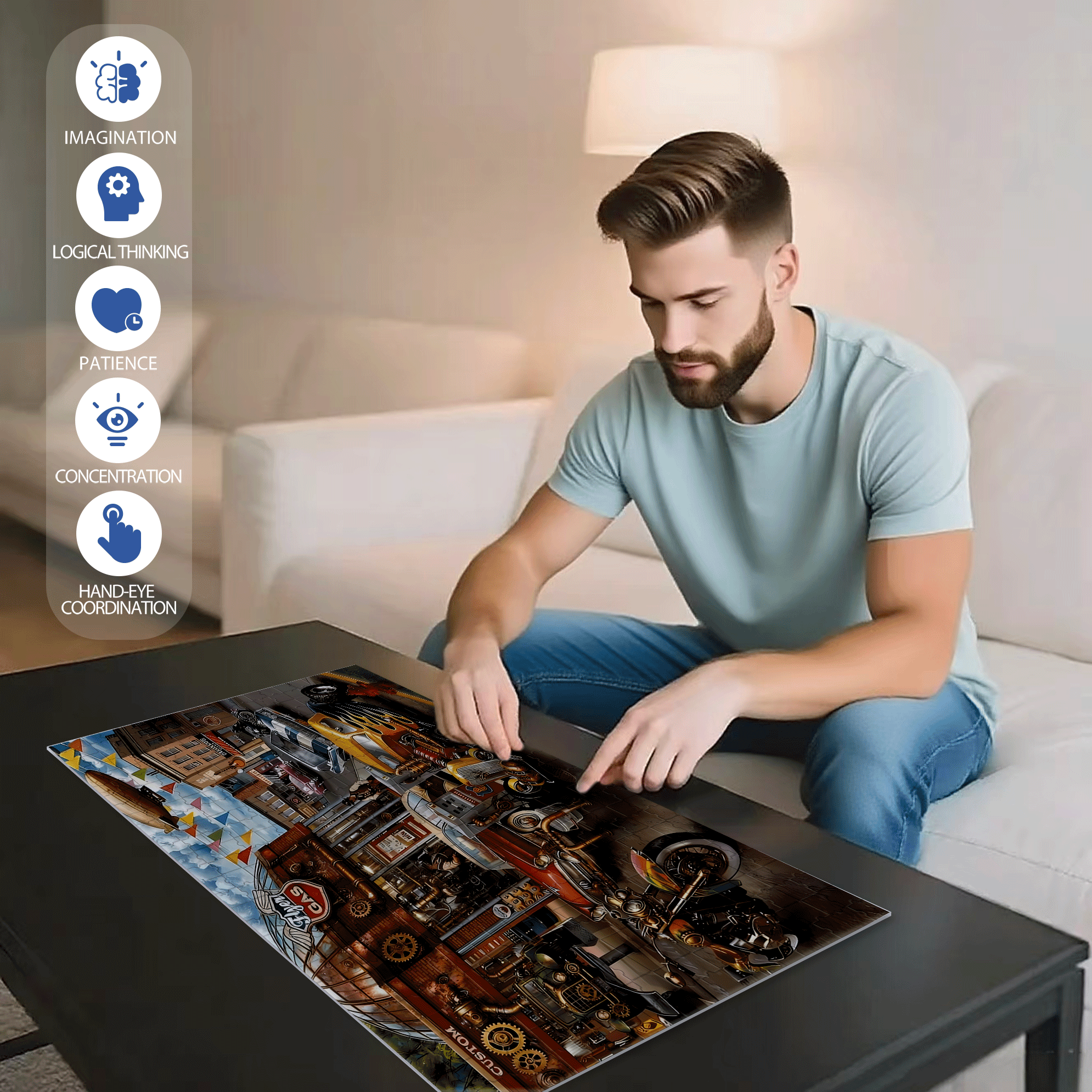 Stress-Relieving 500pcs/1000pcs Jigsaw Puzzle, Scratch-Resistant, Interactive Family Game & Brain-Boosting DIY Decor, Perfect for Halloween, Christmas & New Year Gifts, Family Puzzle Game