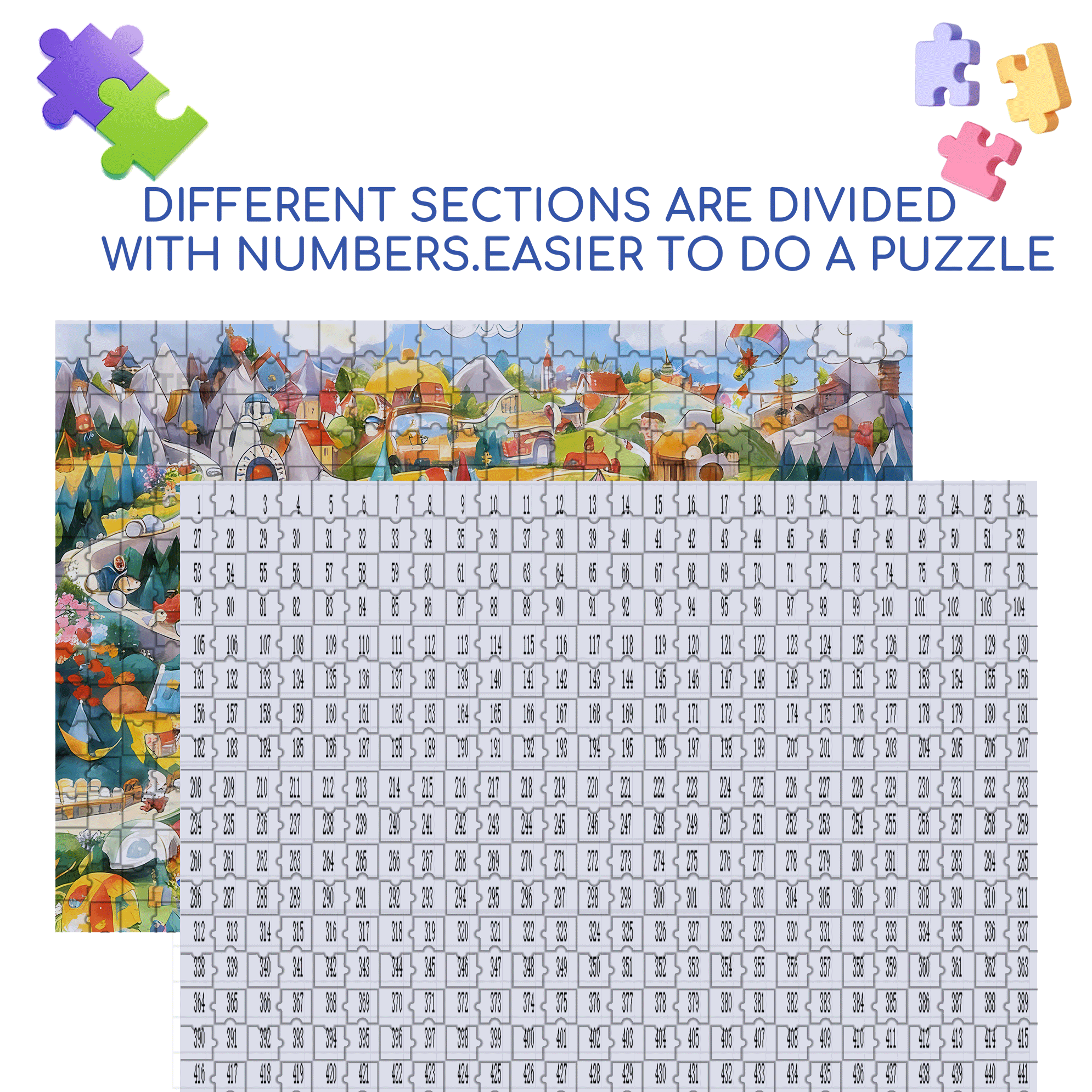 Sunny Mountain Valley Town 500pcs/1000pcs Jigsaw Puzzle, Scratch-Resistant, Interactive Family Game & Brain-Boosting DIY Decor, Perfect for Halloween, Christmas & New Year Gifts, Family Puzzle Game