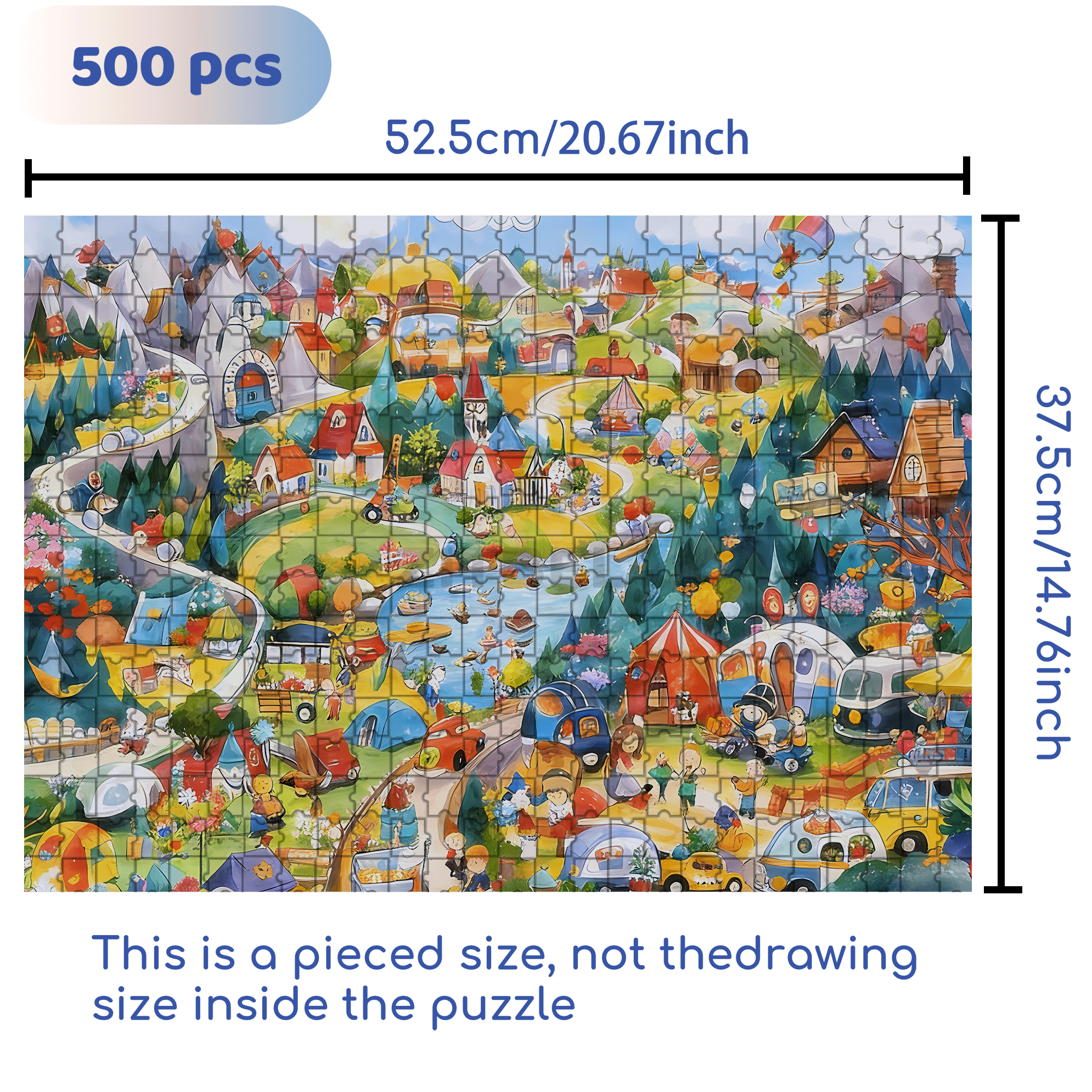 Sunny Mountain Valley Town 500pcs/1000pcs Jigsaw Puzzle, Scratch-Resistant, Interactive Family Game & Brain-Boosting DIY Decor, Perfect for Halloween, Christmas & New Year Gifts, Family Puzzle Game