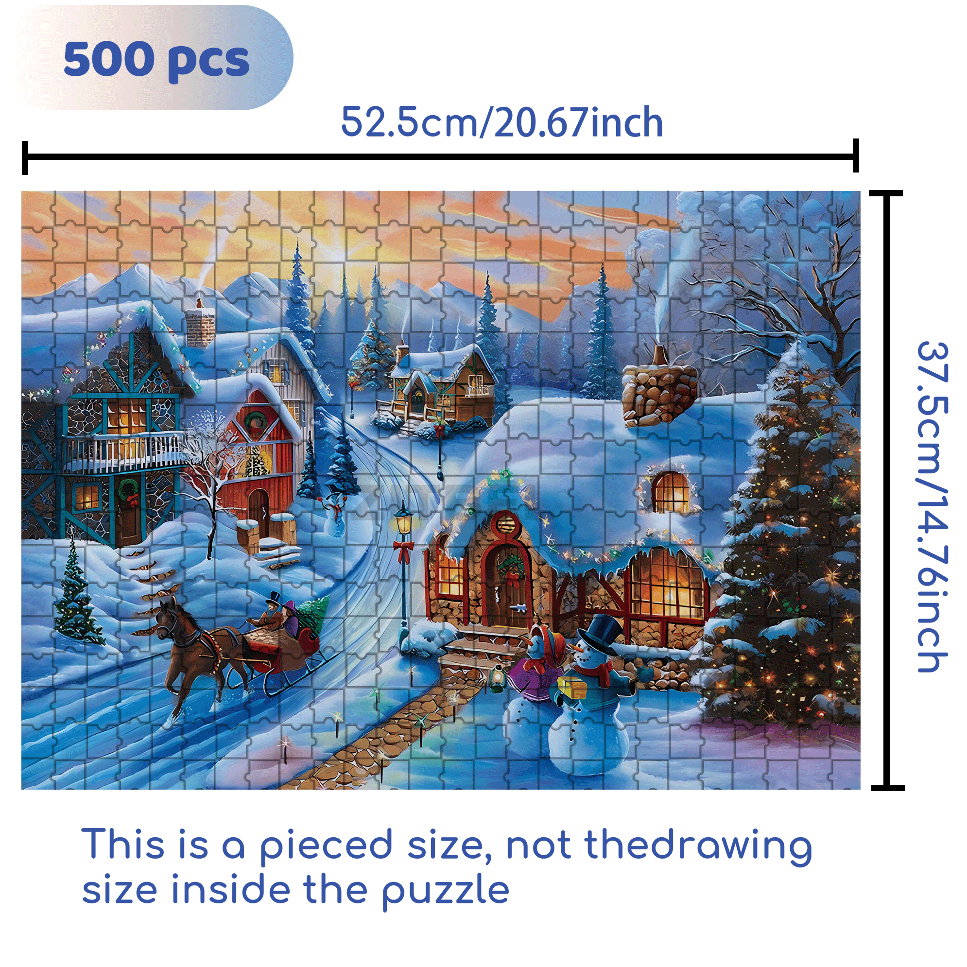 Sunset Christmas Village 500pcs/1000pcs Jigsaw Puzzle, Scratch-Resistant, Interactive Family Game & Brain-Boosting DIY Decor, Perfect for Halloween, Christmas & New Year Gifts, Family Puzzle Game