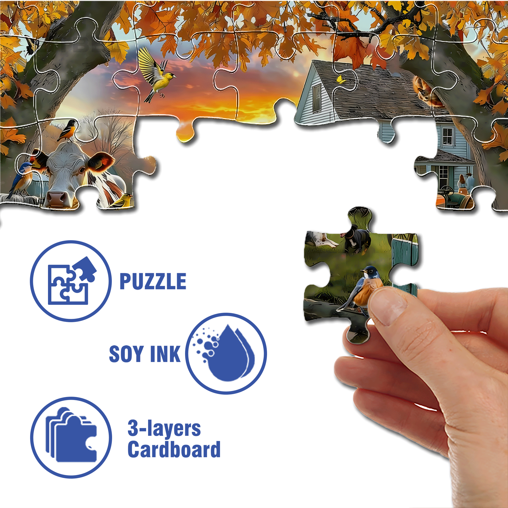 Sunsout Tranquil Farm 500pcs/1000pcs Jigsaw Puzzle, Scratch-Resistant, Interactive Family Game & Brain-Boosting DIY Decor, Perfect for Halloween, Christmas & New Year Gifts, Family Puzzle Game