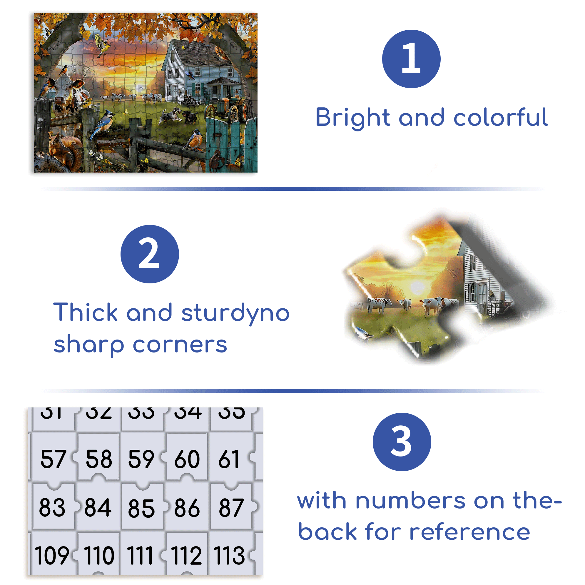 Sunsout Tranquil Farm 500pcs/1000pcs Jigsaw Puzzle, Scratch-Resistant, Interactive Family Game & Brain-Boosting DIY Decor, Perfect for Halloween, Christmas & New Year Gifts, Family Puzzle Game