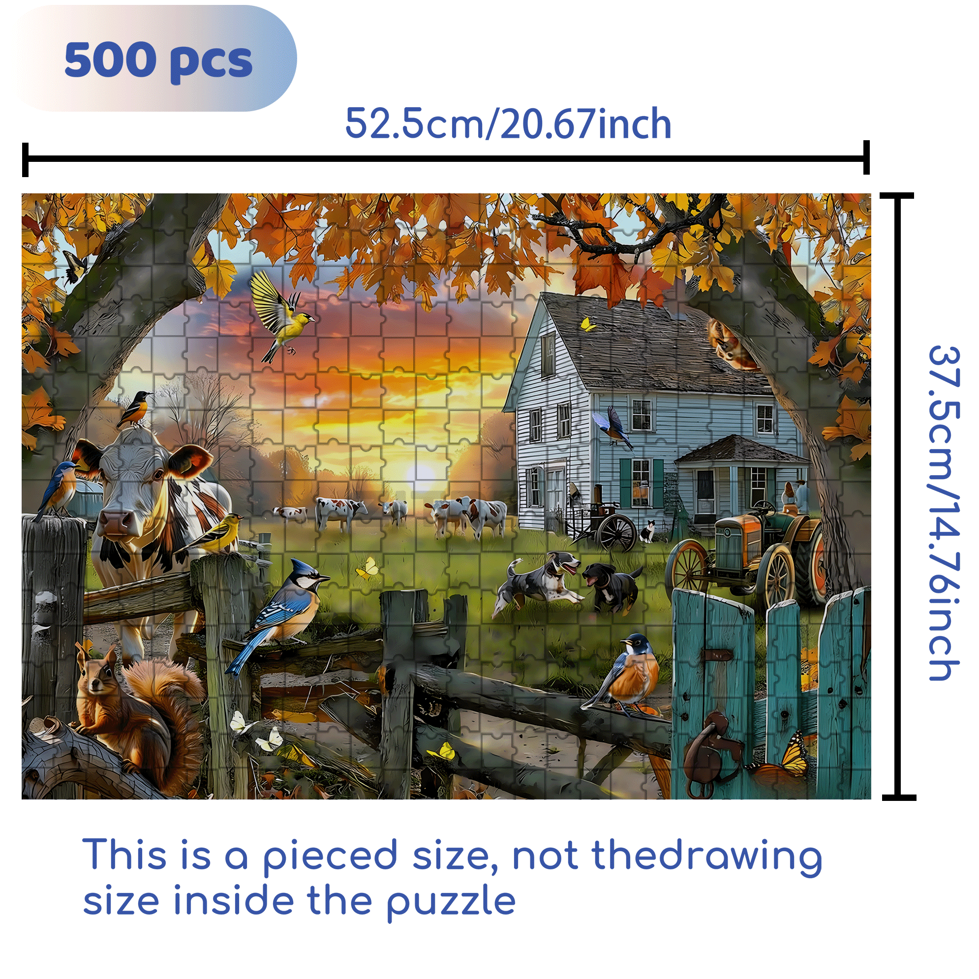 Sunsout Tranquil Farm 500pcs/1000pcs Jigsaw Puzzle, Scratch-Resistant, Interactive Family Game & Brain-Boosting DIY Decor, Perfect for Halloween, Christmas & New Year Gifts, Family Puzzle Game