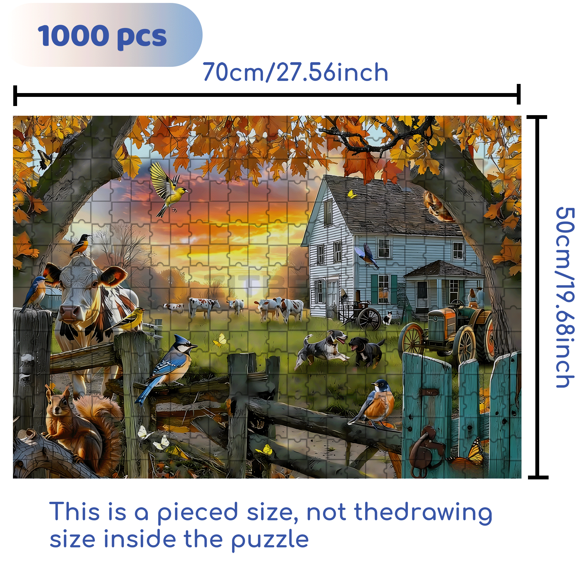 Sunsout Tranquil Farm 500pcs/1000pcs Jigsaw Puzzle, Scratch-Resistant, Interactive Family Game & Brain-Boosting DIY Decor, Perfect for Halloween, Christmas & New Year Gifts, Family Puzzle Game