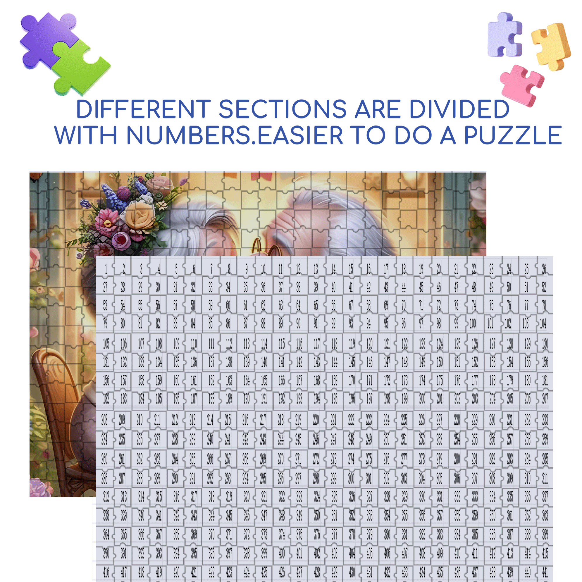 Sweet Old Couple 500pcs/1000pcs Jigsaw Puzzle, Scratch-Resistant, Interactive Family Game & Brain-Boosting DIY Decor, Perfect for Halloween, Christmas & New Year Gifts, Family Puzzle Game