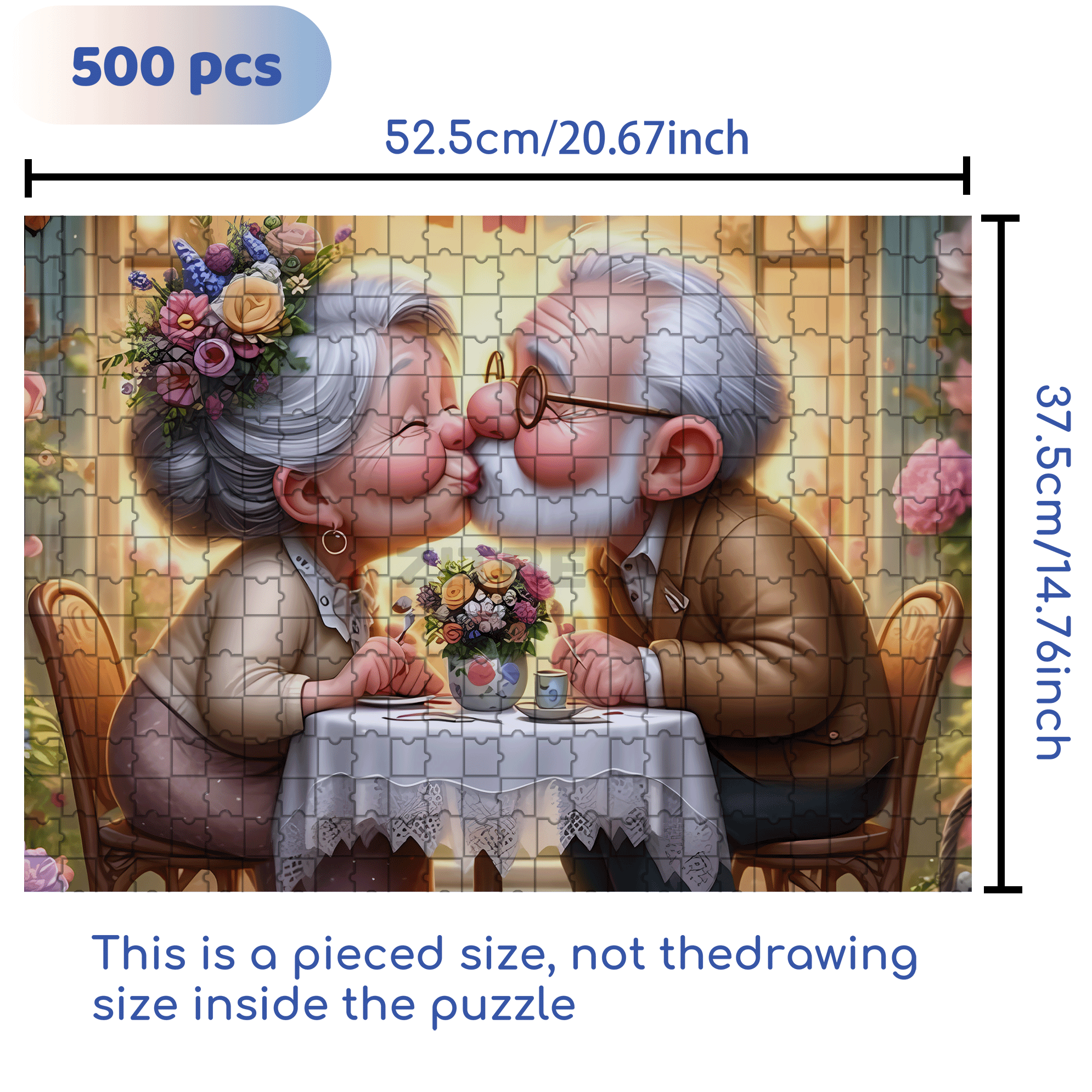Sweet Old Couple 500pcs/1000pcs Jigsaw Puzzle, Scratch-Resistant, Interactive Family Game & Brain-Boosting DIY Decor, Perfect for Halloween, Christmas & New Year Gifts, Family Puzzle Game