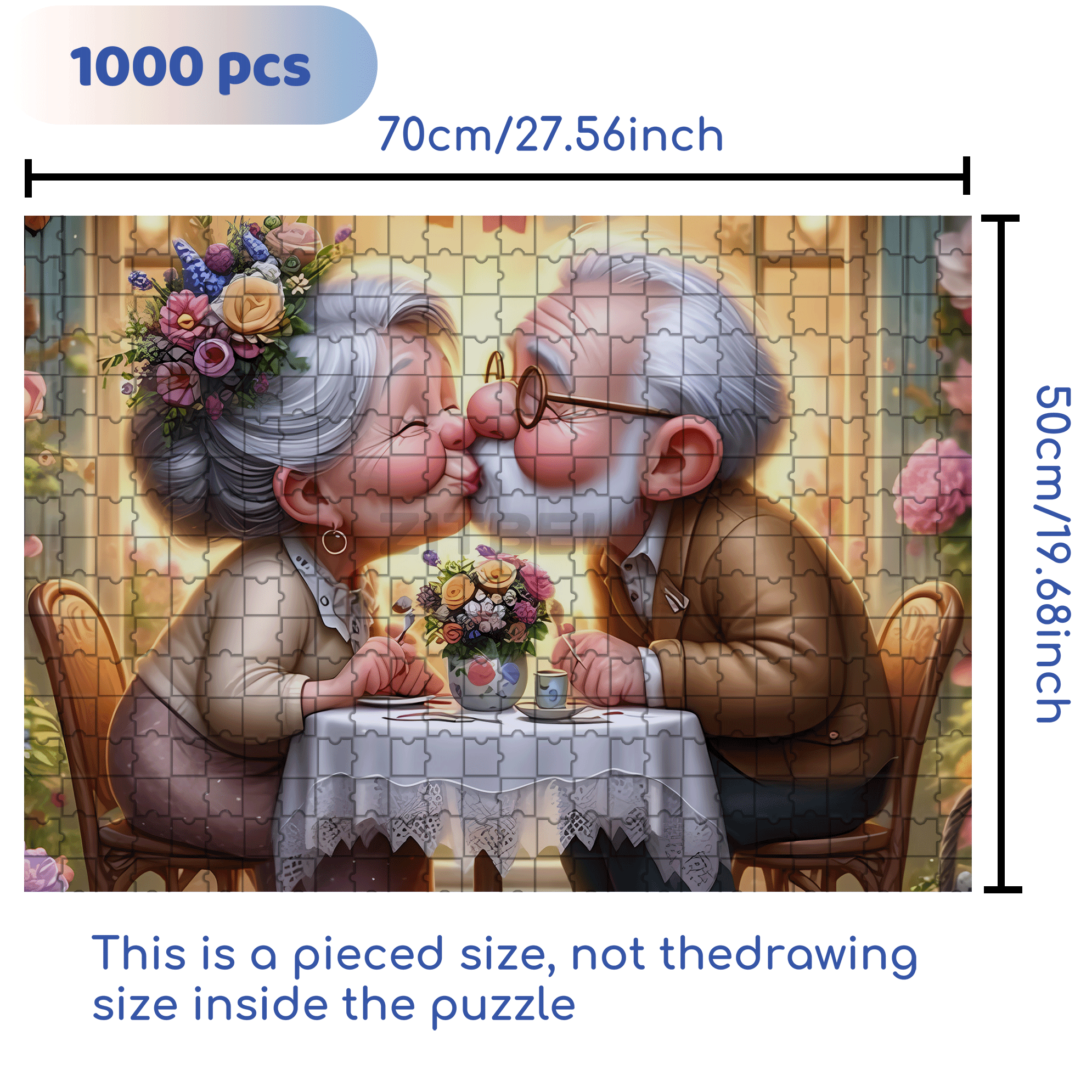 Sweet Old Couple 500pcs/1000pcs Jigsaw Puzzle, Scratch-Resistant, Interactive Family Game & Brain-Boosting DIY Decor, Perfect for Halloween, Christmas & New Year Gifts, Family Puzzle Game