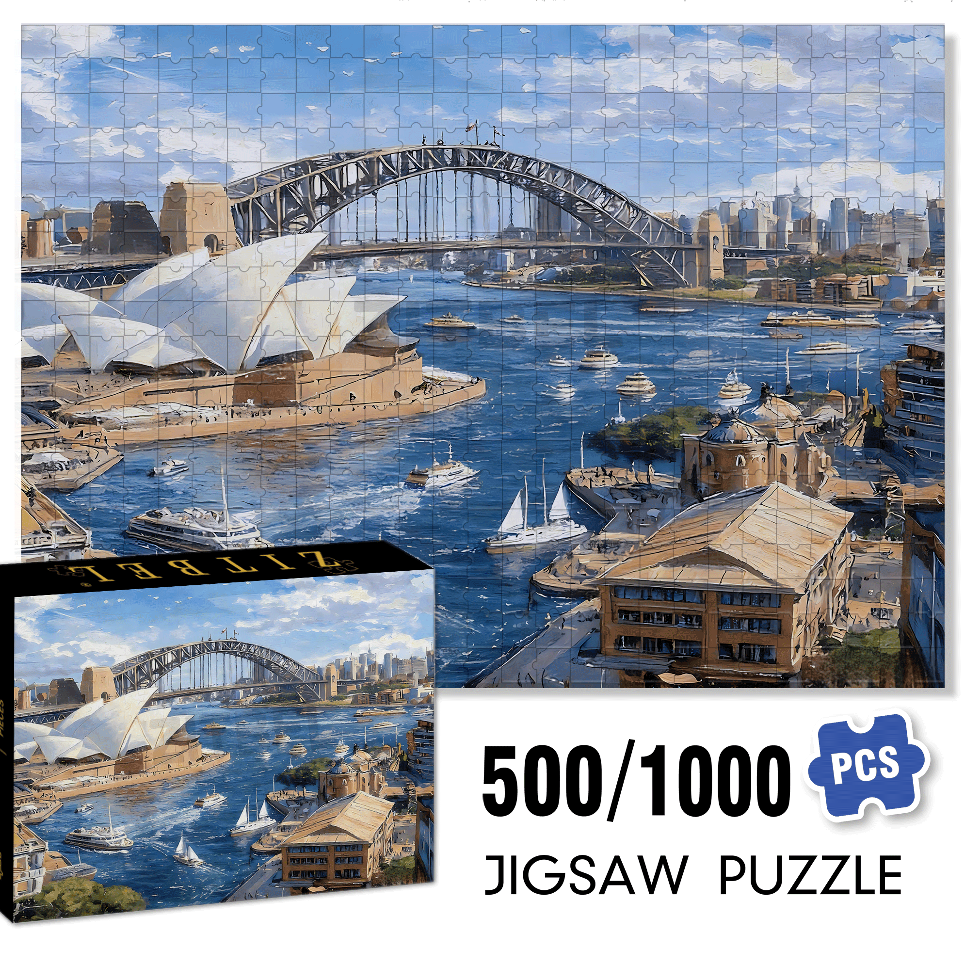 Sydney Harbour 500pcs/1000pcs Jigsaw Puzzle, Scratch-Resistant, Interactive Family Game & Brain-Boosting DIY Decor, Perfect for Halloween, Christmas & New Year Gifts, Family Puzzle Game