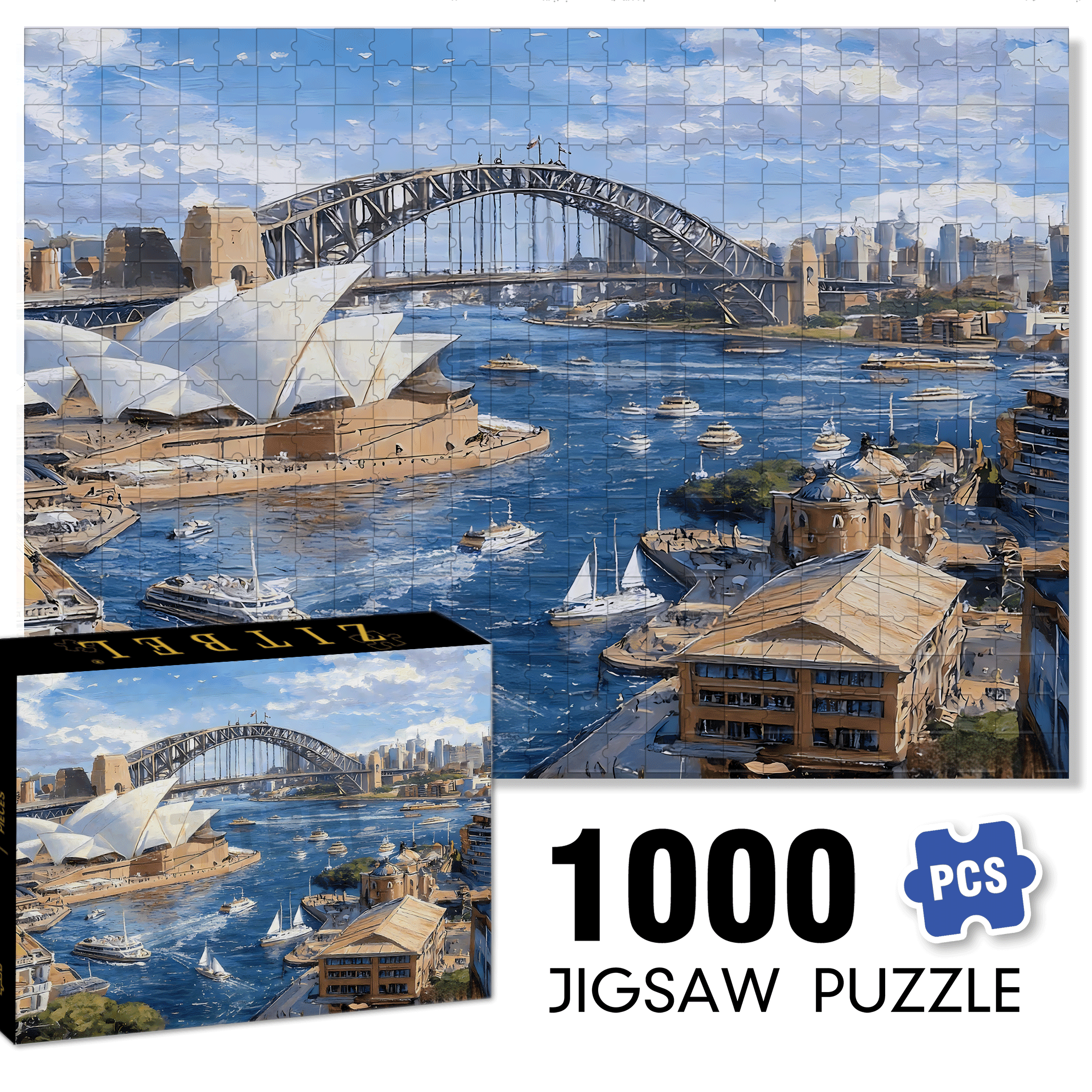 Sydney Harbour 500pcs/1000pcs Jigsaw Puzzle, Scratch-Resistant, Interactive Family Game & Brain-Boosting DIY Decor, Perfect for Halloween, Christmas & New Year Gifts, Family Puzzle Game