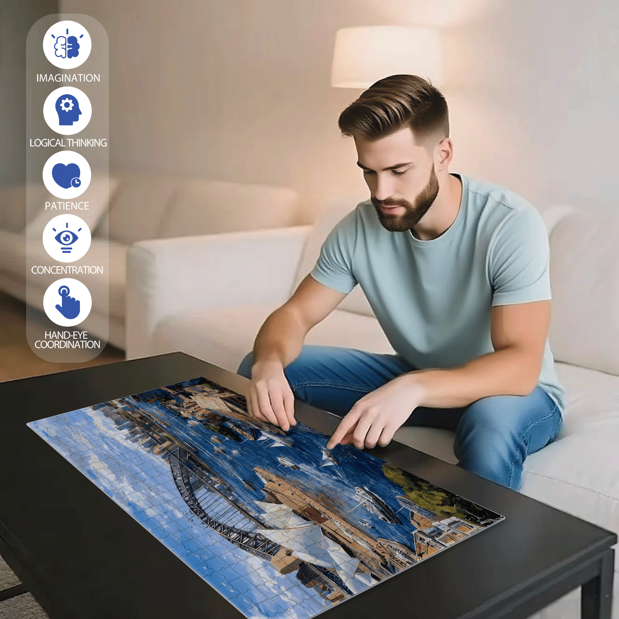 Sydney Harbour 500pcs/1000pcs Jigsaw Puzzle, Scratch-Resistant, Interactive Family Game & Brain-Boosting DIY Decor, Perfect for Halloween, Christmas & New Year Gifts, Family Puzzle Game