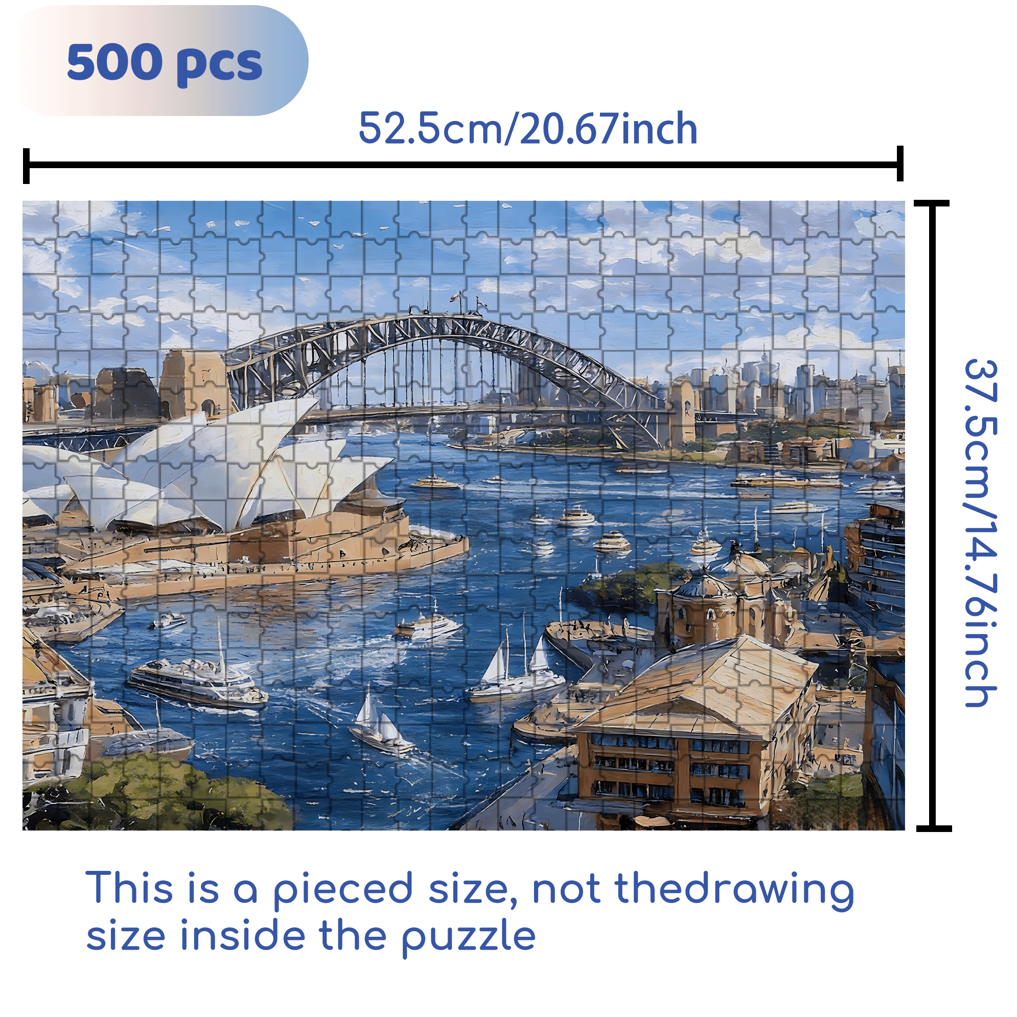Sydney Harbour 500pcs/1000pcs Jigsaw Puzzle, Scratch-Resistant, Interactive Family Game & Brain-Boosting DIY Decor, Perfect for Halloween, Christmas & New Year Gifts, Family Puzzle Game