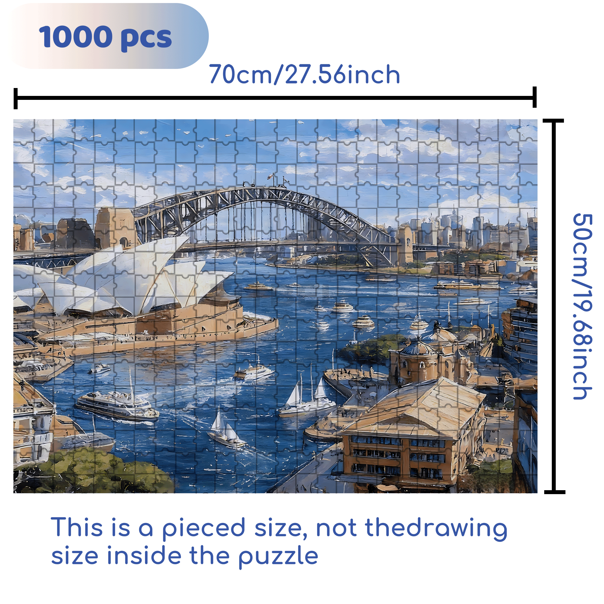 Sydney Harbour 500pcs/1000pcs Jigsaw Puzzle, Scratch-Resistant, Interactive Family Game & Brain-Boosting DIY Decor, Perfect for Halloween, Christmas & New Year Gifts, Family Puzzle Game