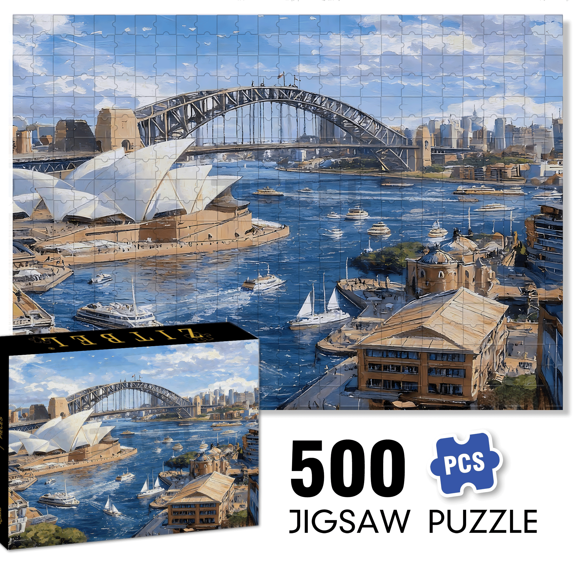 Sydney Harbour 500pcs/1000pcs Jigsaw Puzzle, Scratch-Resistant, Interactive Family Game & Brain-Boosting DIY Decor, Perfect for Halloween, Christmas & New Year Gifts, Family Puzzle Game