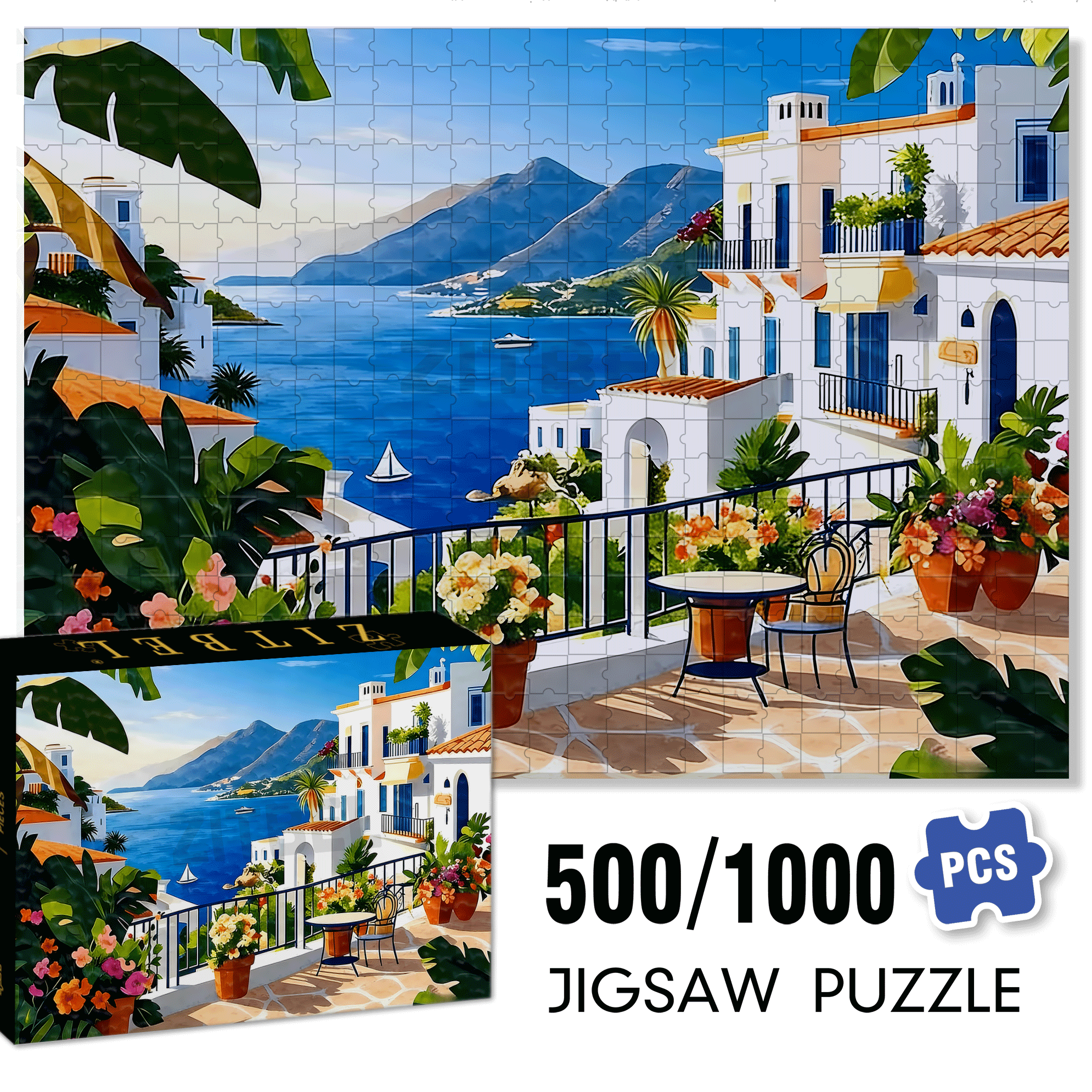 The Balcony In The Early Morning 500pcs/1000pcs Jigsaw Puzzle, Scratch-Resistant, Interactive Family Game & Brain-Boosting DIY Decor, Perfect for Halloween, Christmas & New Year Gifts, Family Puzzle Game