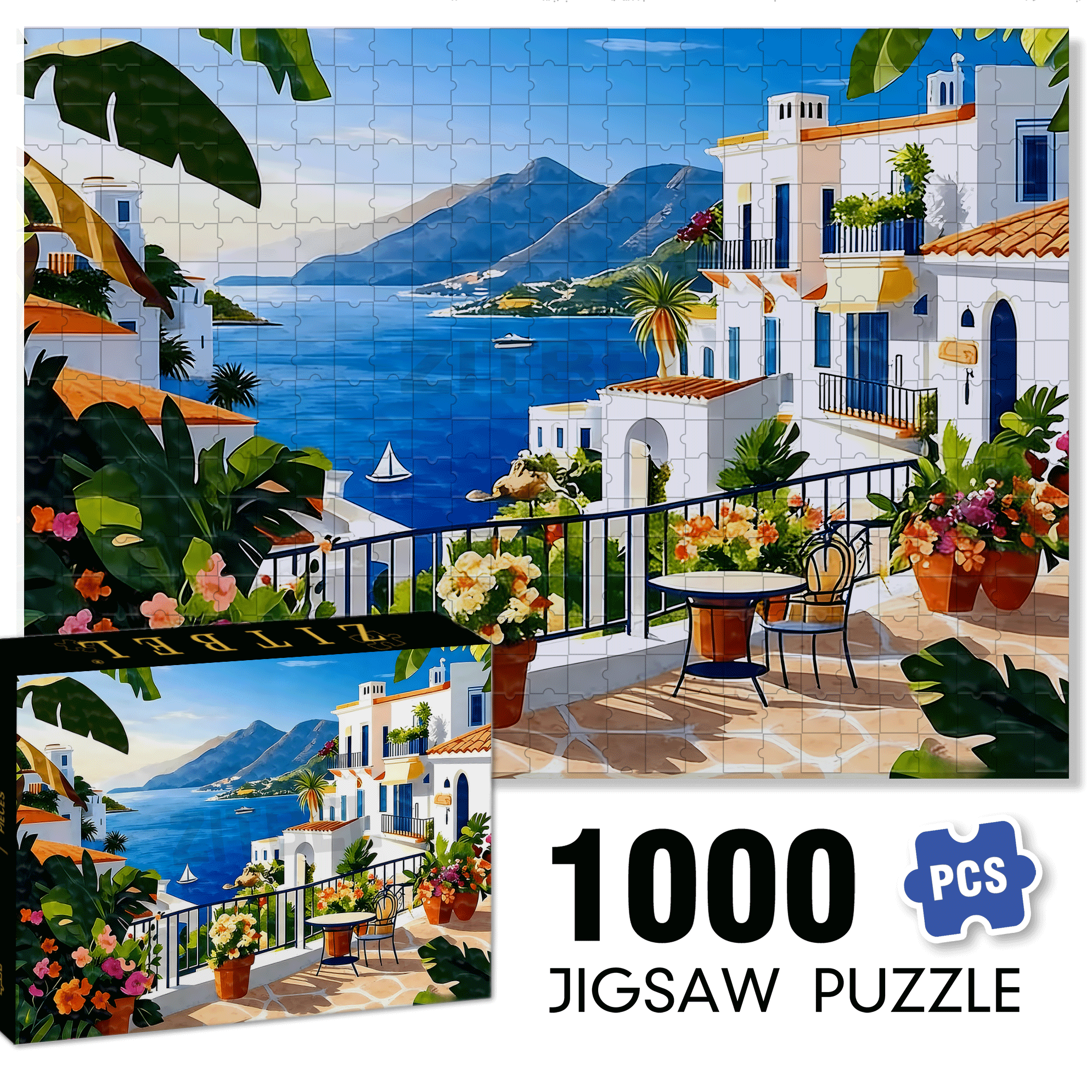 The Balcony In The Early Morning 500pcs/1000pcs Jigsaw Puzzle, Scratch-Resistant, Interactive Family Game & Brain-Boosting DIY Decor, Perfect for Halloween, Christmas & New Year Gifts, Family Puzzle Game