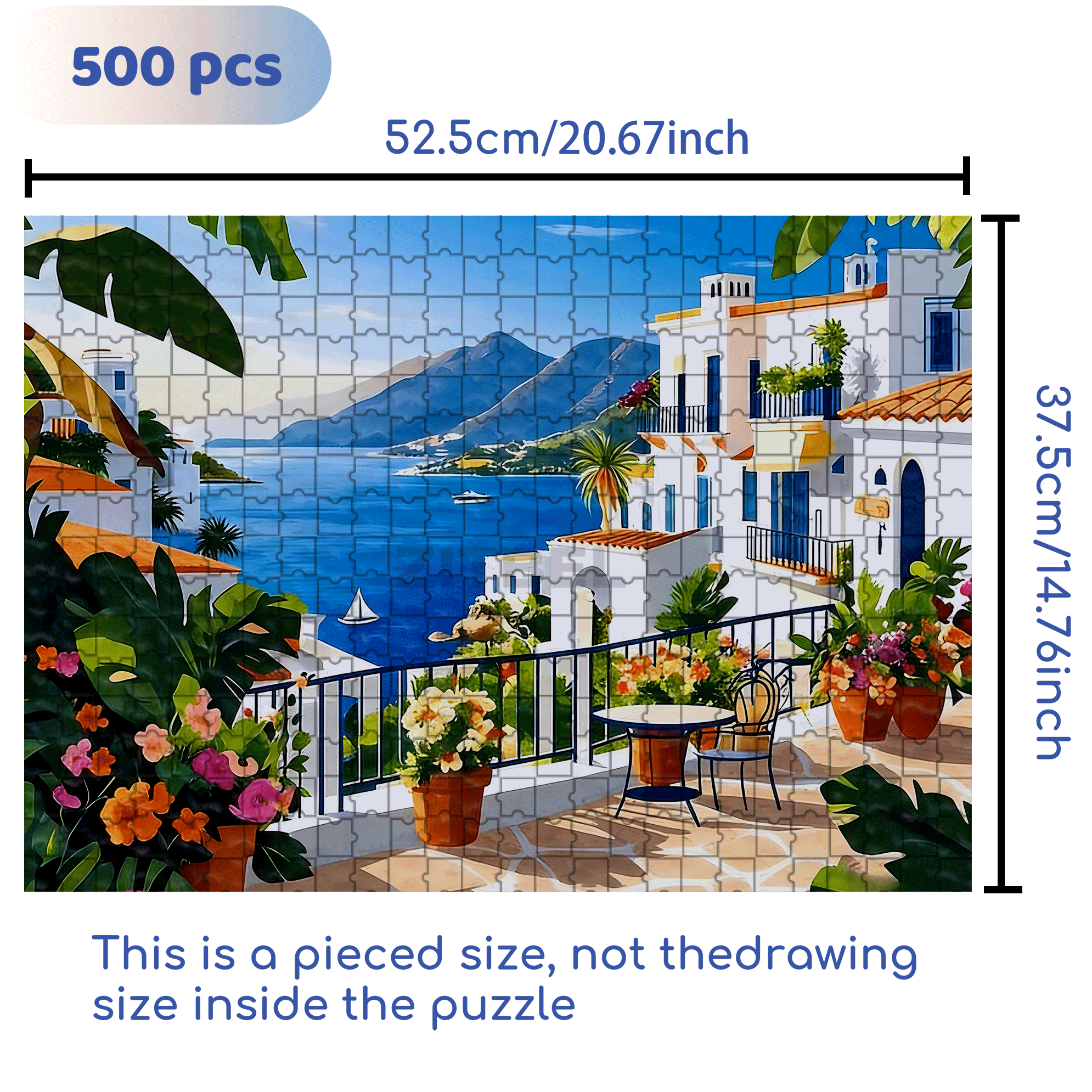The Balcony In The Early Morning 500pcs/1000pcs Jigsaw Puzzle, Scratch-Resistant, Interactive Family Game & Brain-Boosting DIY Decor, Perfect for Halloween, Christmas & New Year Gifts, Family Puzzle Game