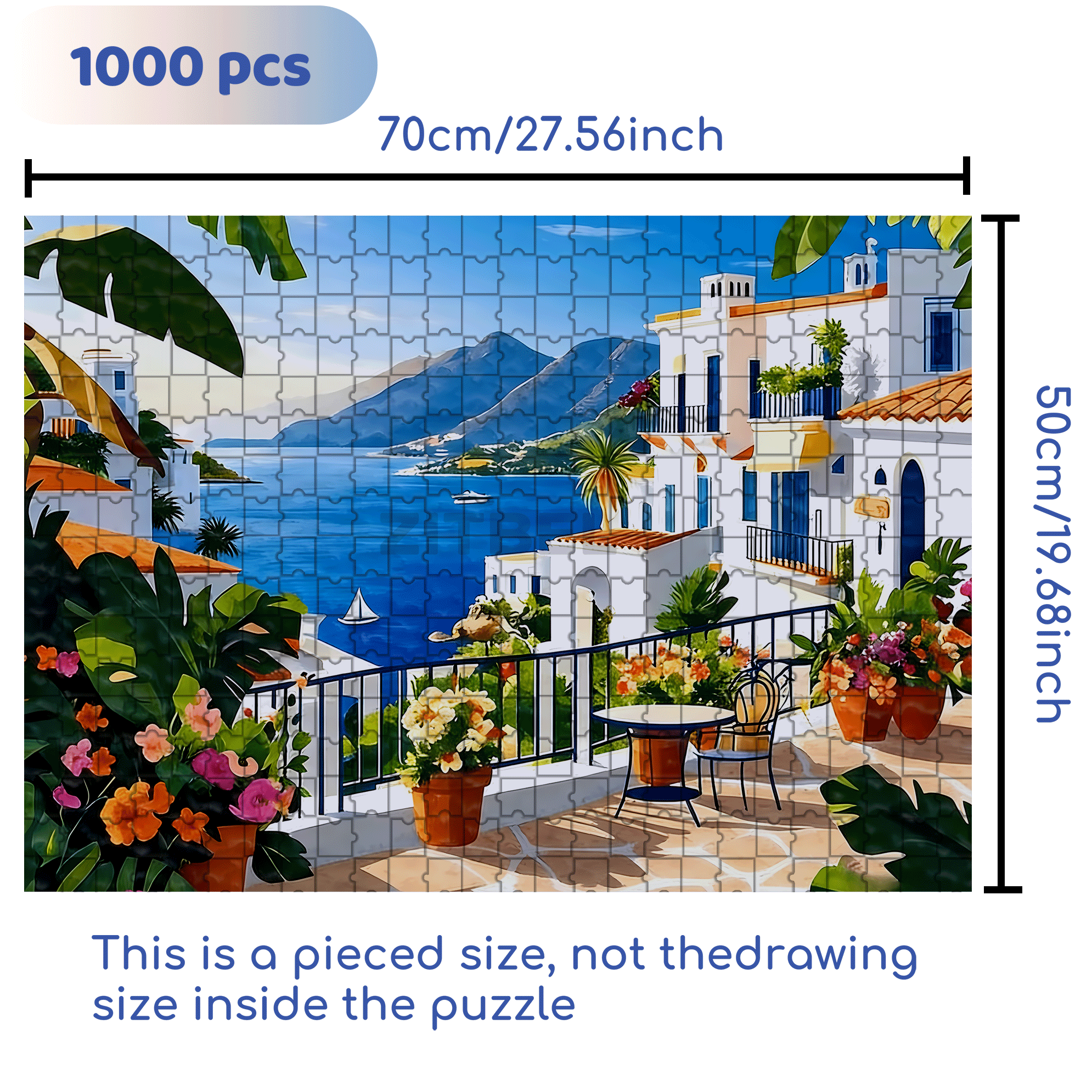 The Balcony In The Early Morning 500pcs/1000pcs Jigsaw Puzzle, Scratch-Resistant, Interactive Family Game & Brain-Boosting DIY Decor, Perfect for Halloween, Christmas & New Year Gifts, Family Puzzle Game