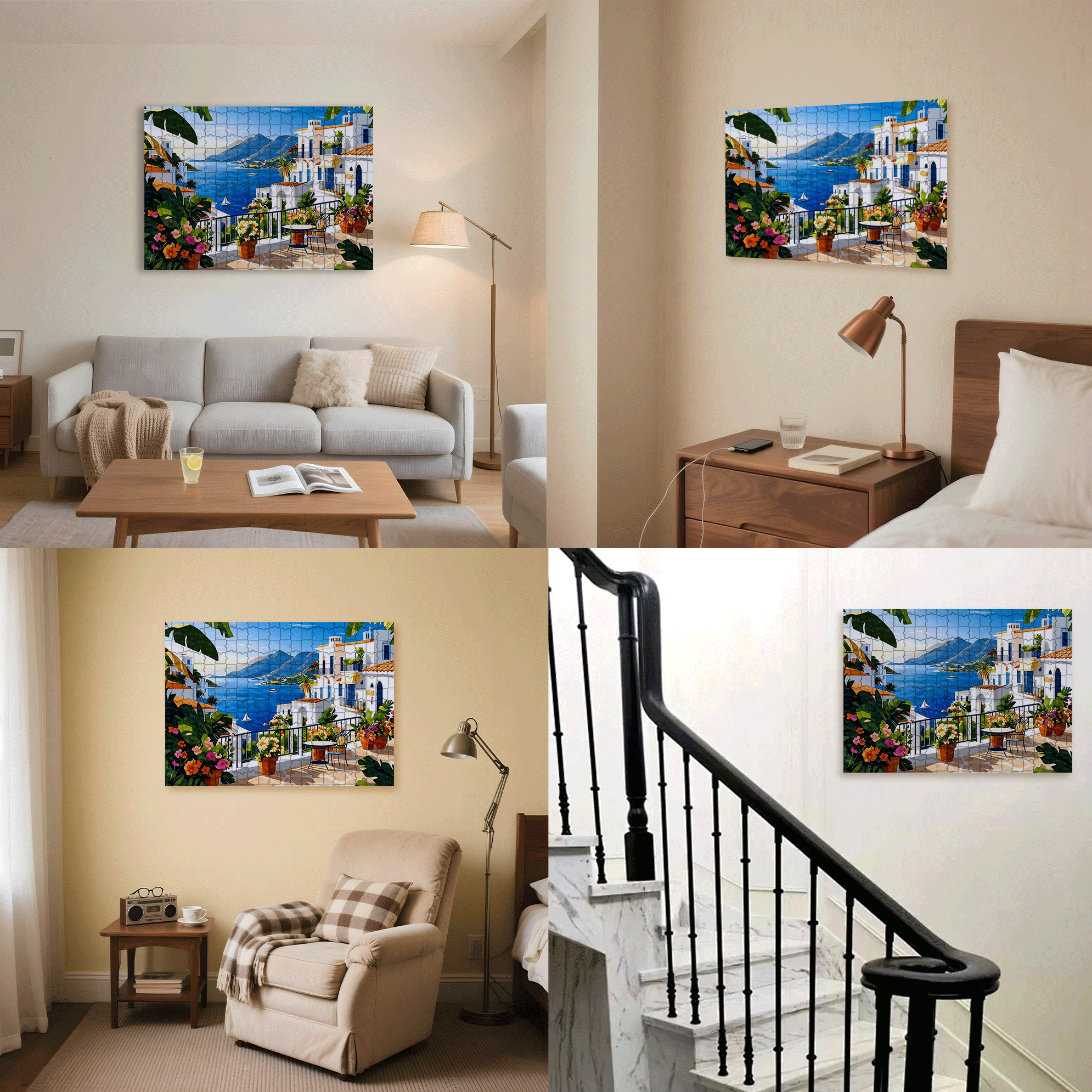 The Balcony In The Early Morning 500pcs/1000pcs Jigsaw Puzzle, Scratch-Resistant, Interactive Family Game & Brain-Boosting DIY Decor, Perfect for Halloween, Christmas & New Year Gifts, Family Puzzle Game