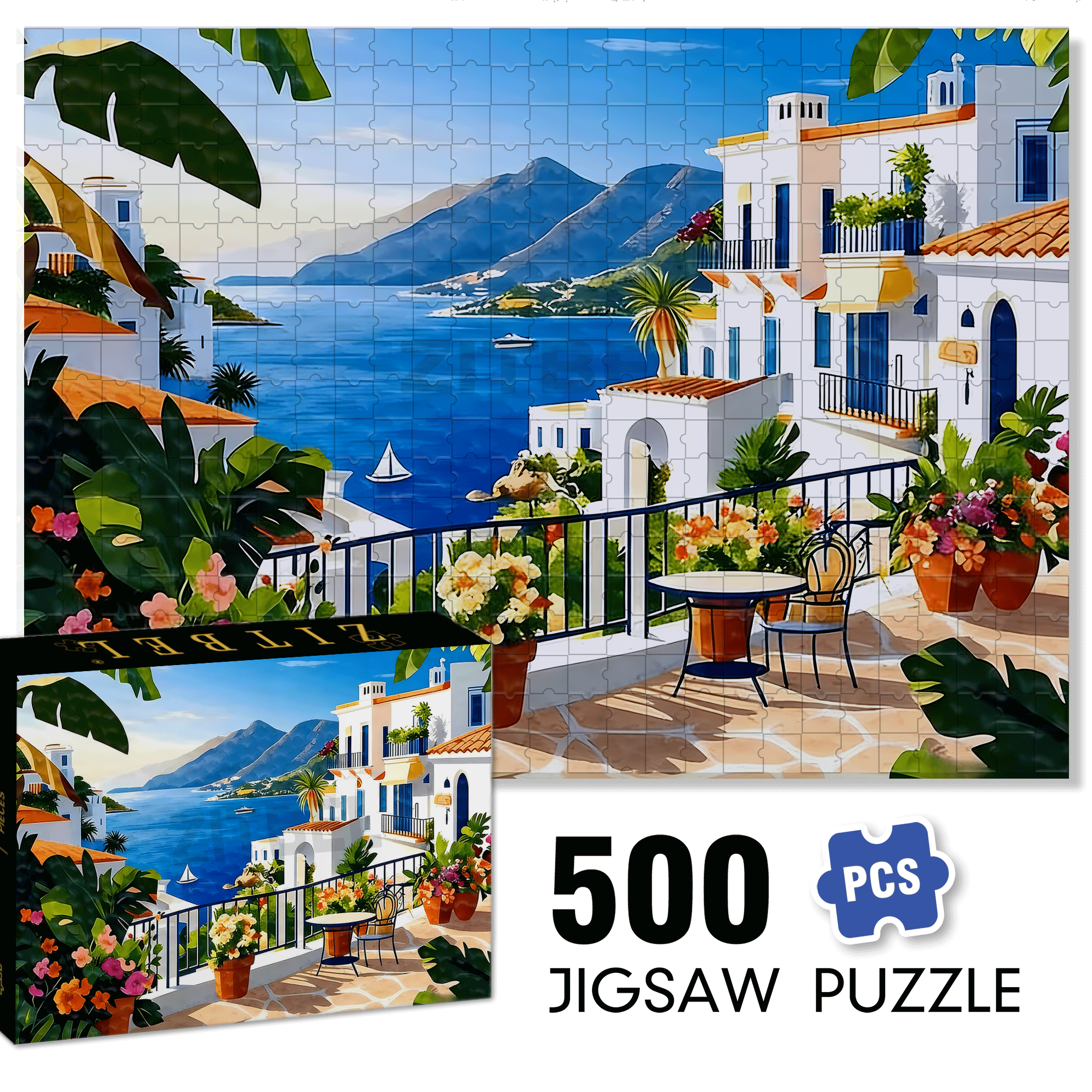 The Balcony In The Early Morning 500pcs/1000pcs Jigsaw Puzzle, Scratch-Resistant, Interactive Family Game & Brain-Boosting DIY Decor, Perfect for Halloween, Christmas & New Year Gifts, Family Puzzle Game