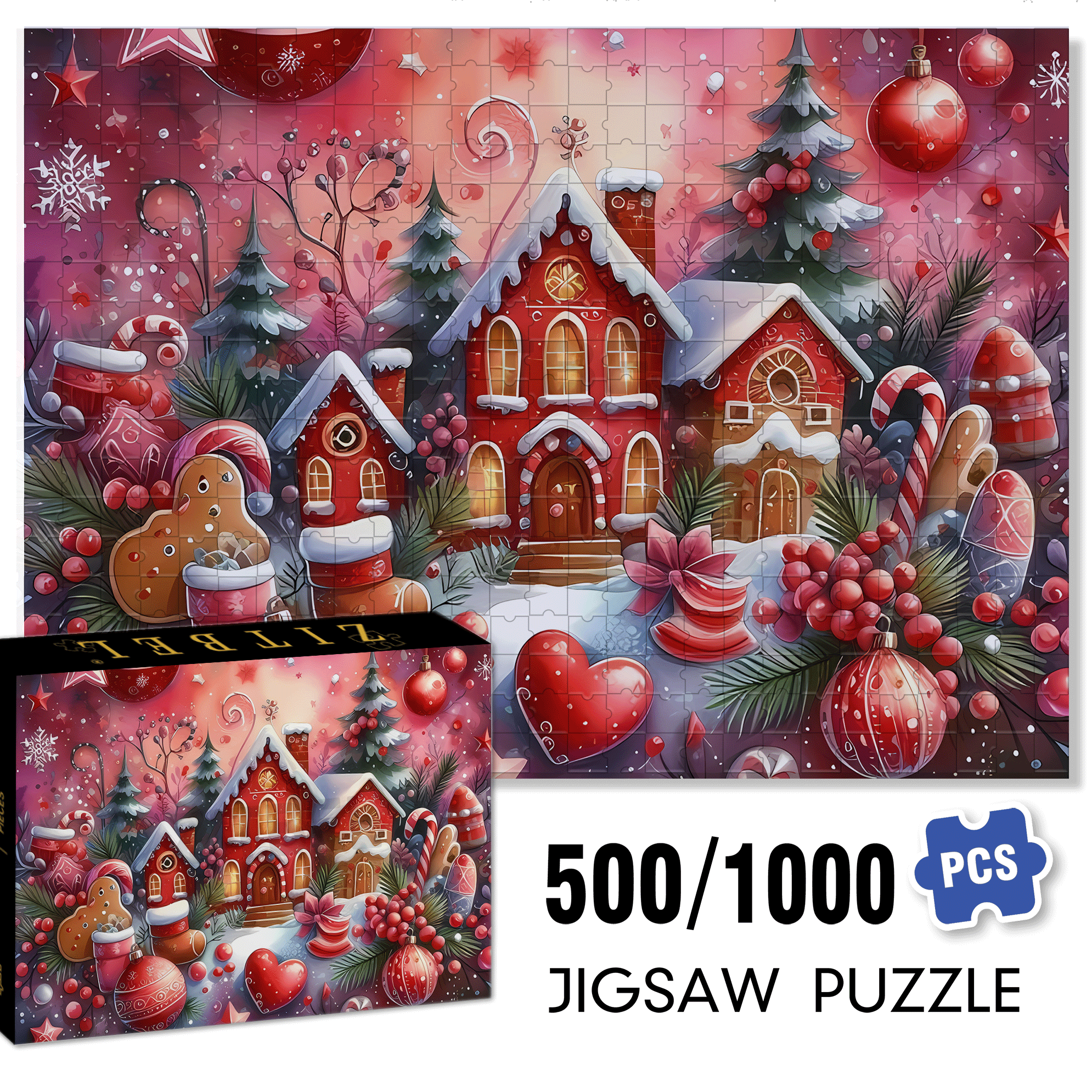 The Colors Of Christmas 500pcs/1000pcs Jigsaw Puzzle, Scratch-Resistant, Interactive Family Game & Brain-Boosting DIY Decor, Perfect for Halloween, Christmas & New Year Gifts, Family Puzzle Game