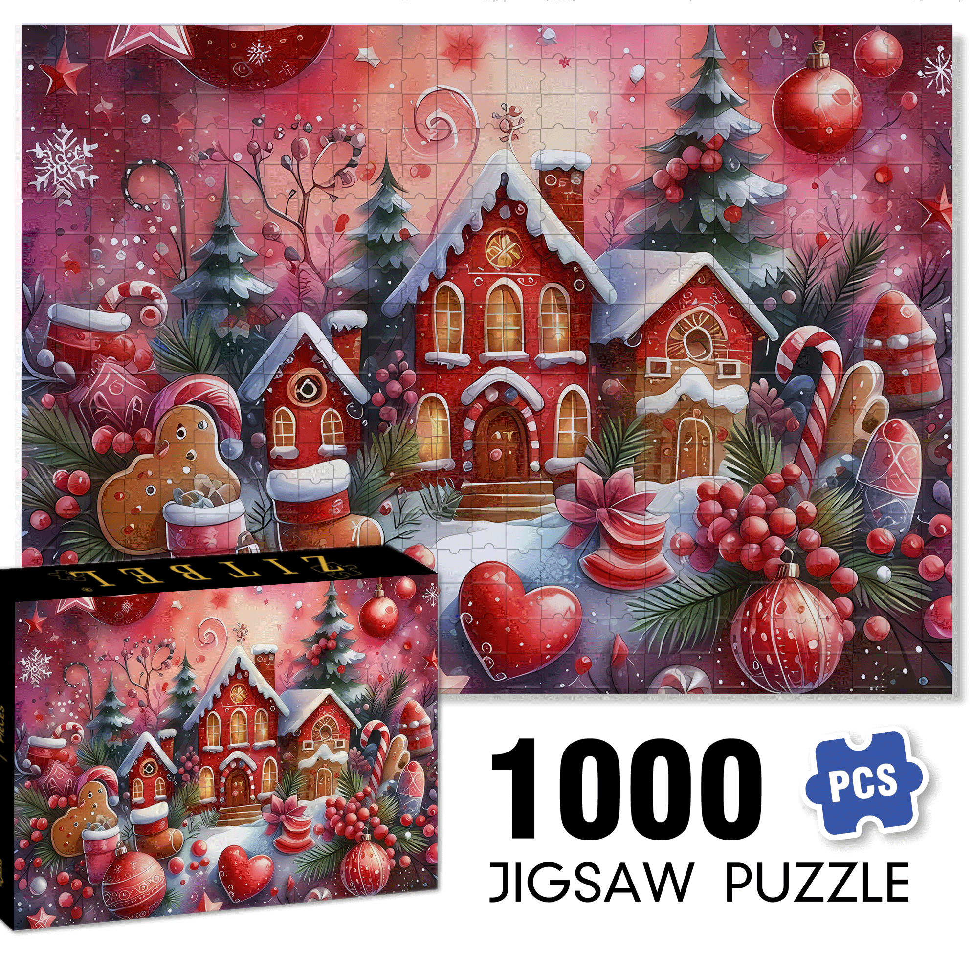 The Colors Of Christmas 500pcs/1000pcs Jigsaw Puzzle, Scratch-Resistant, Interactive Family Game & Brain-Boosting DIY Decor, Perfect for Halloween, Christmas & New Year Gifts, Family Puzzle Game